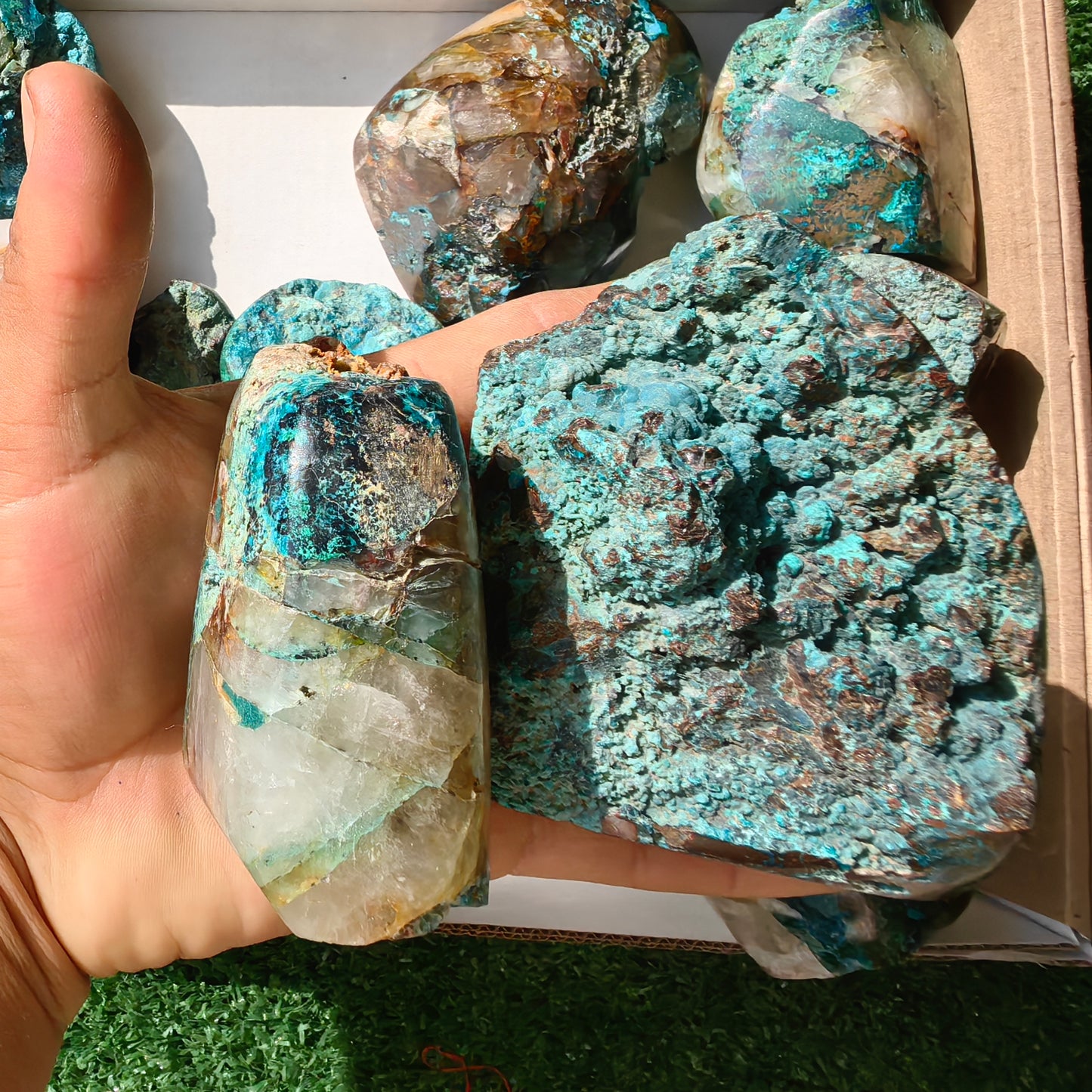 13 pc chrysocolla quartz free forms