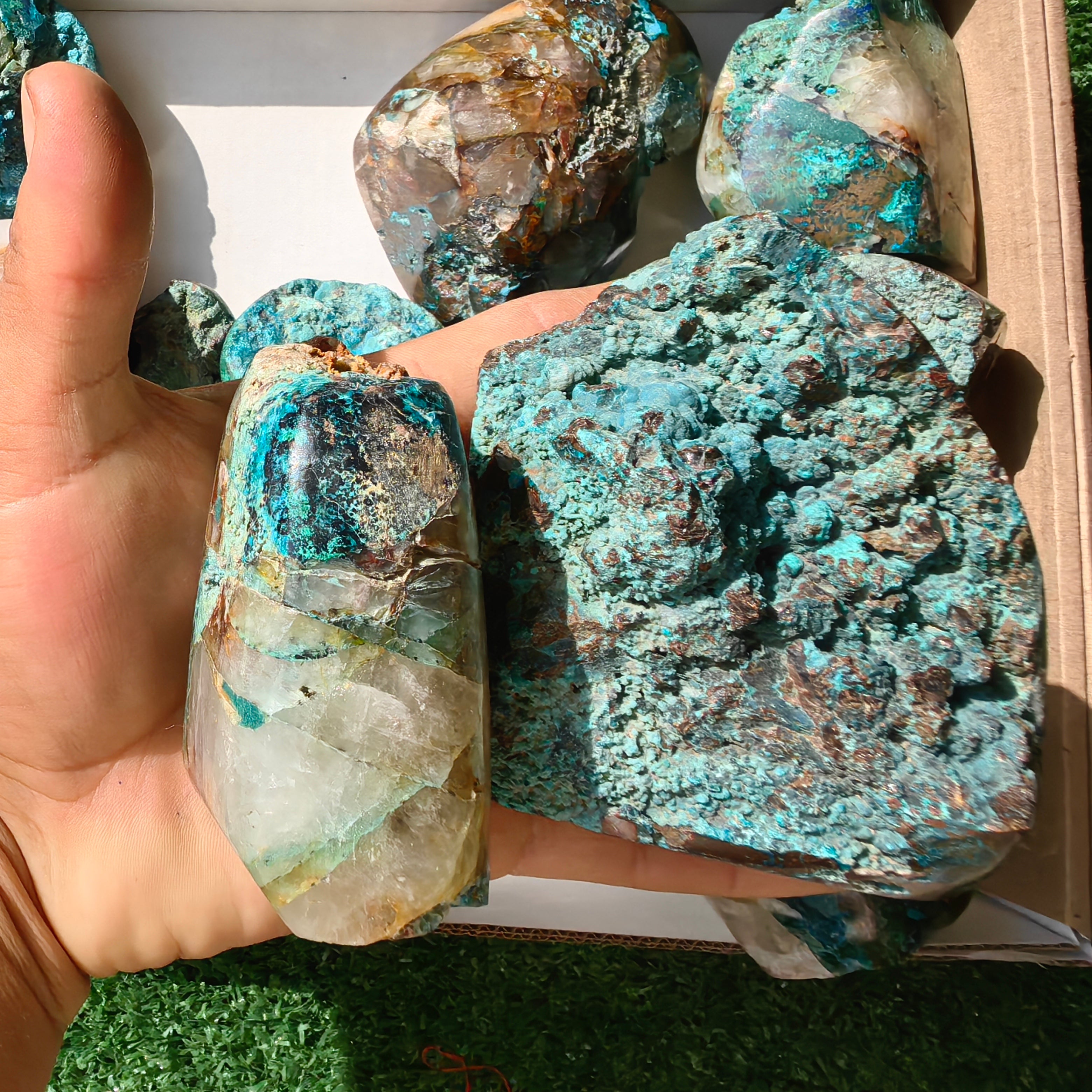 13 pc chrysocolla quartz free forms