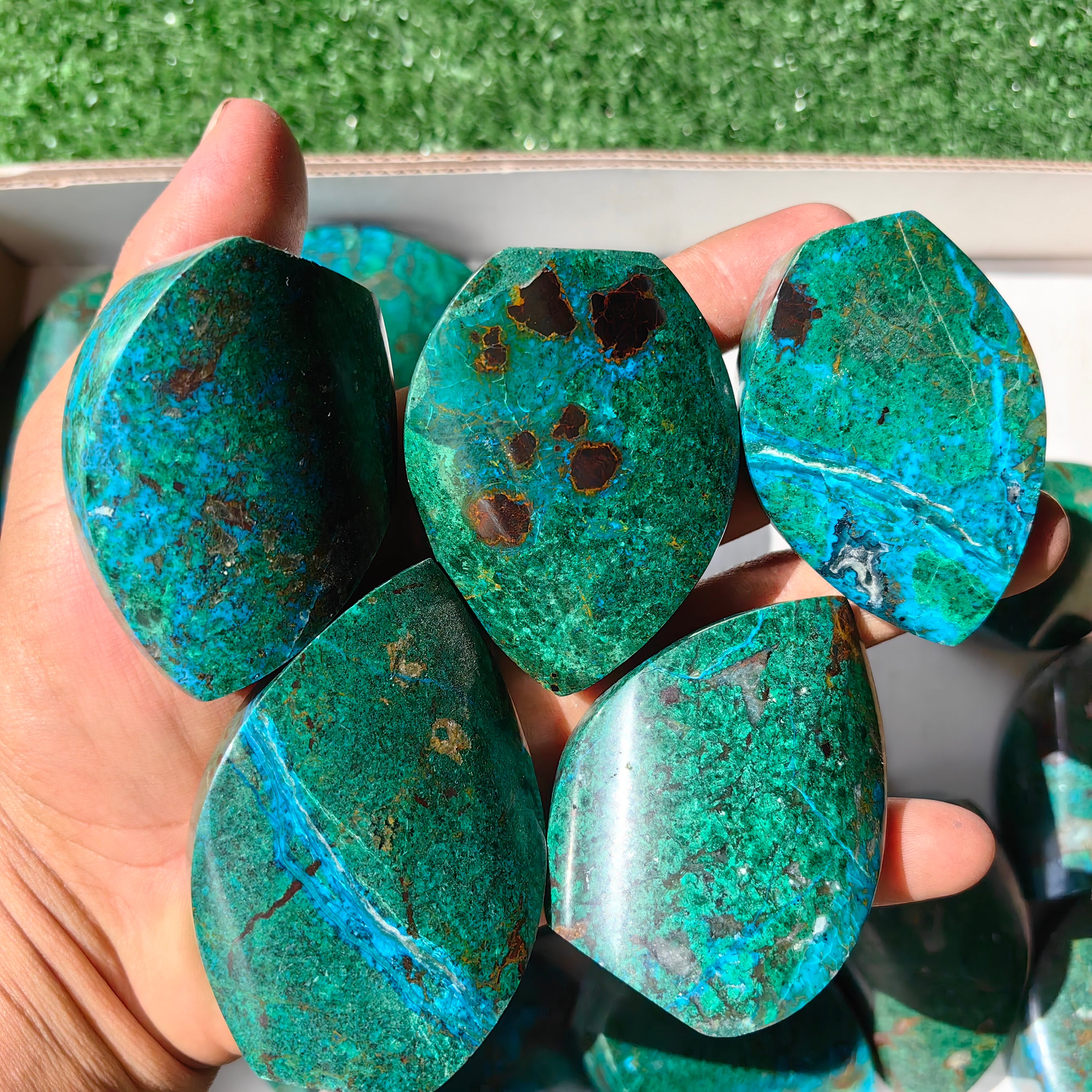 22  pc chrysocolla flames