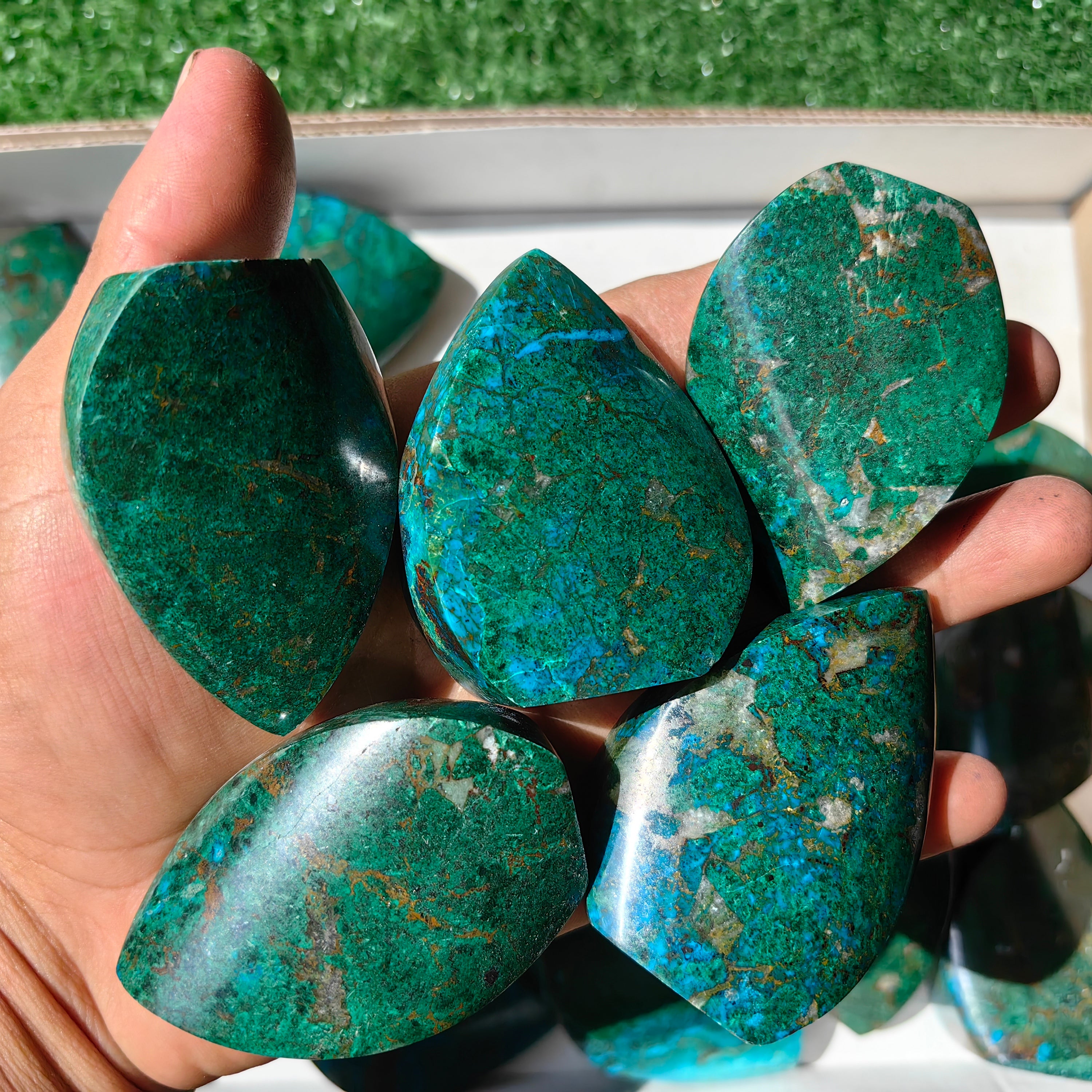 22  pc chrysocolla flames