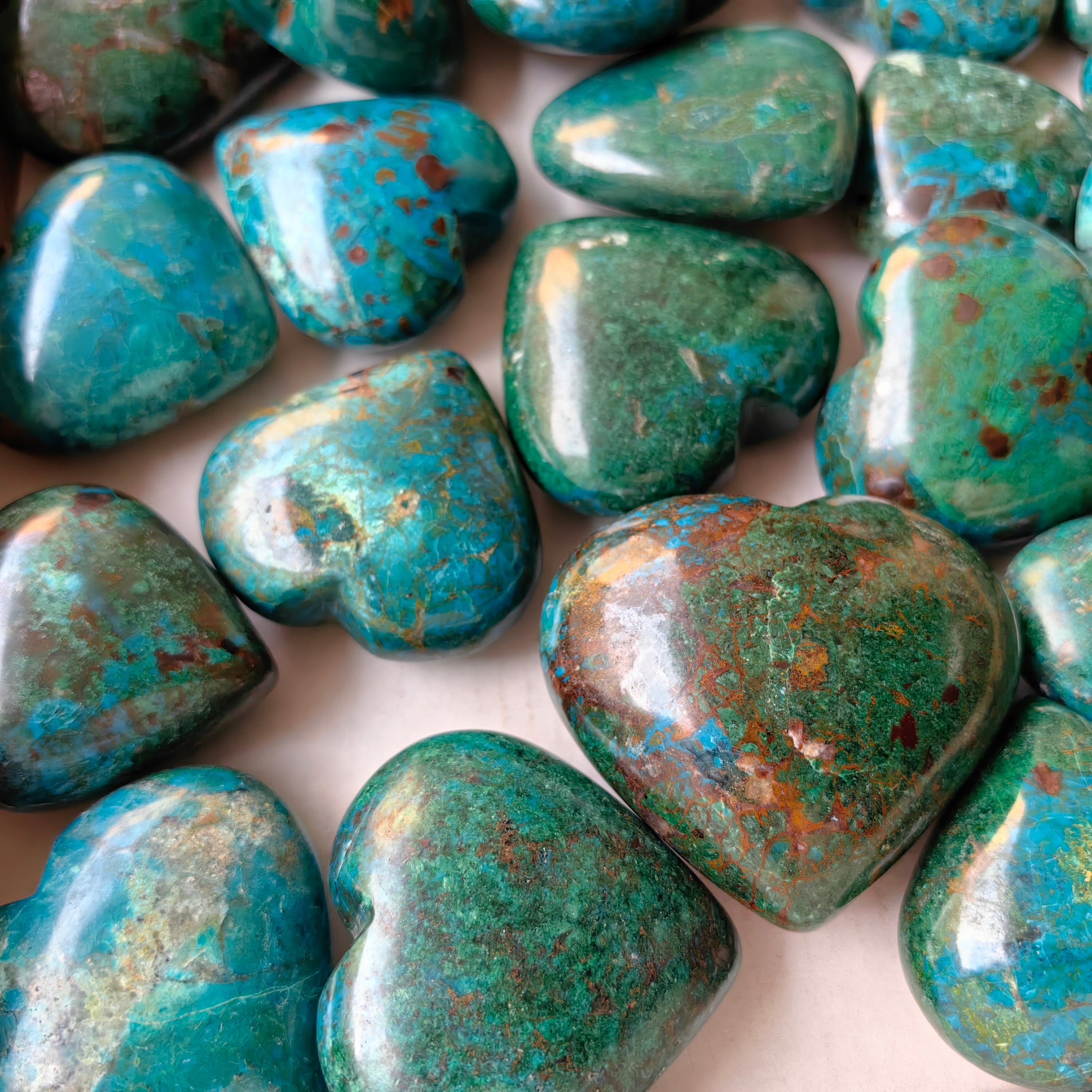 26 pc chrysocolla hearts