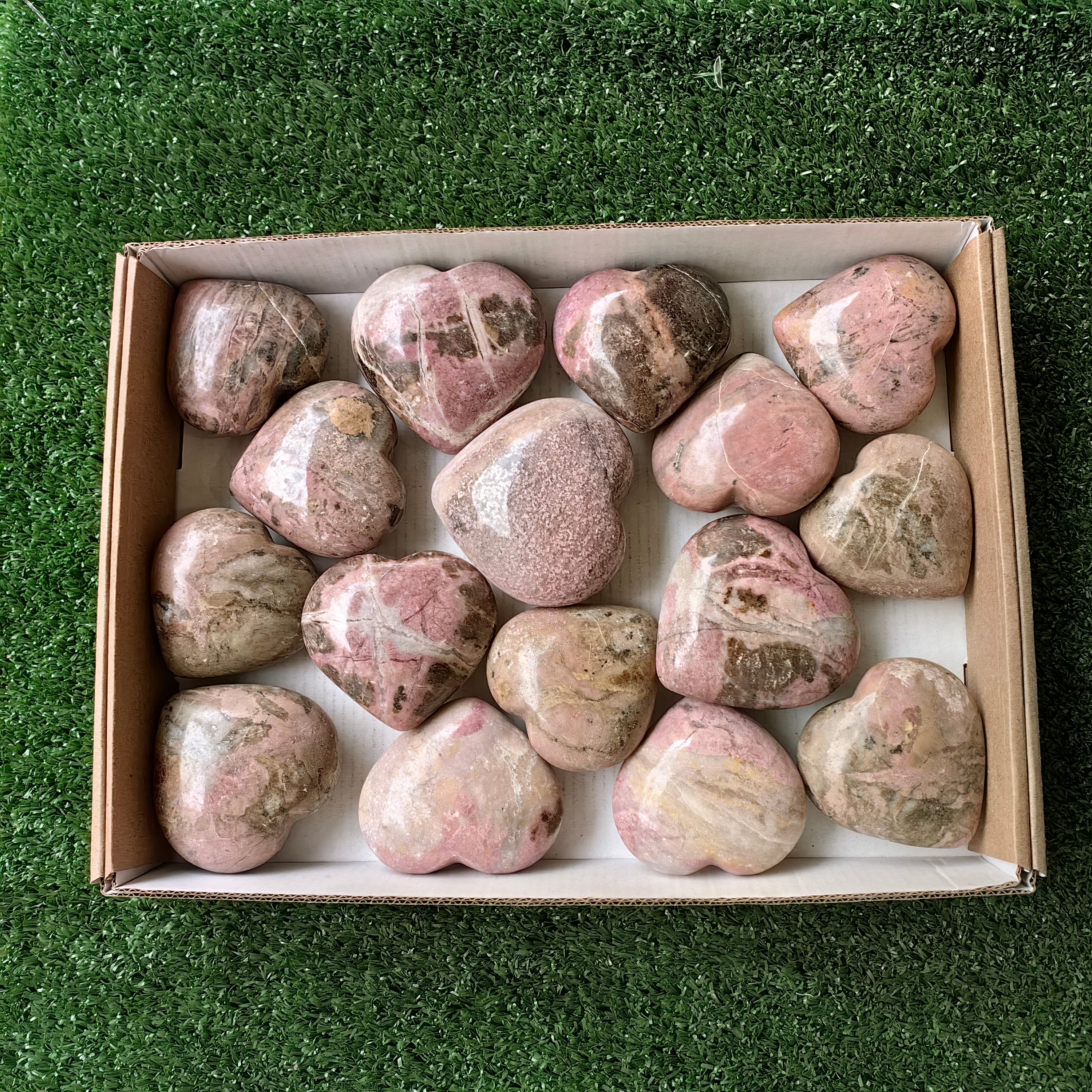 16 pc rhodonite hearts
