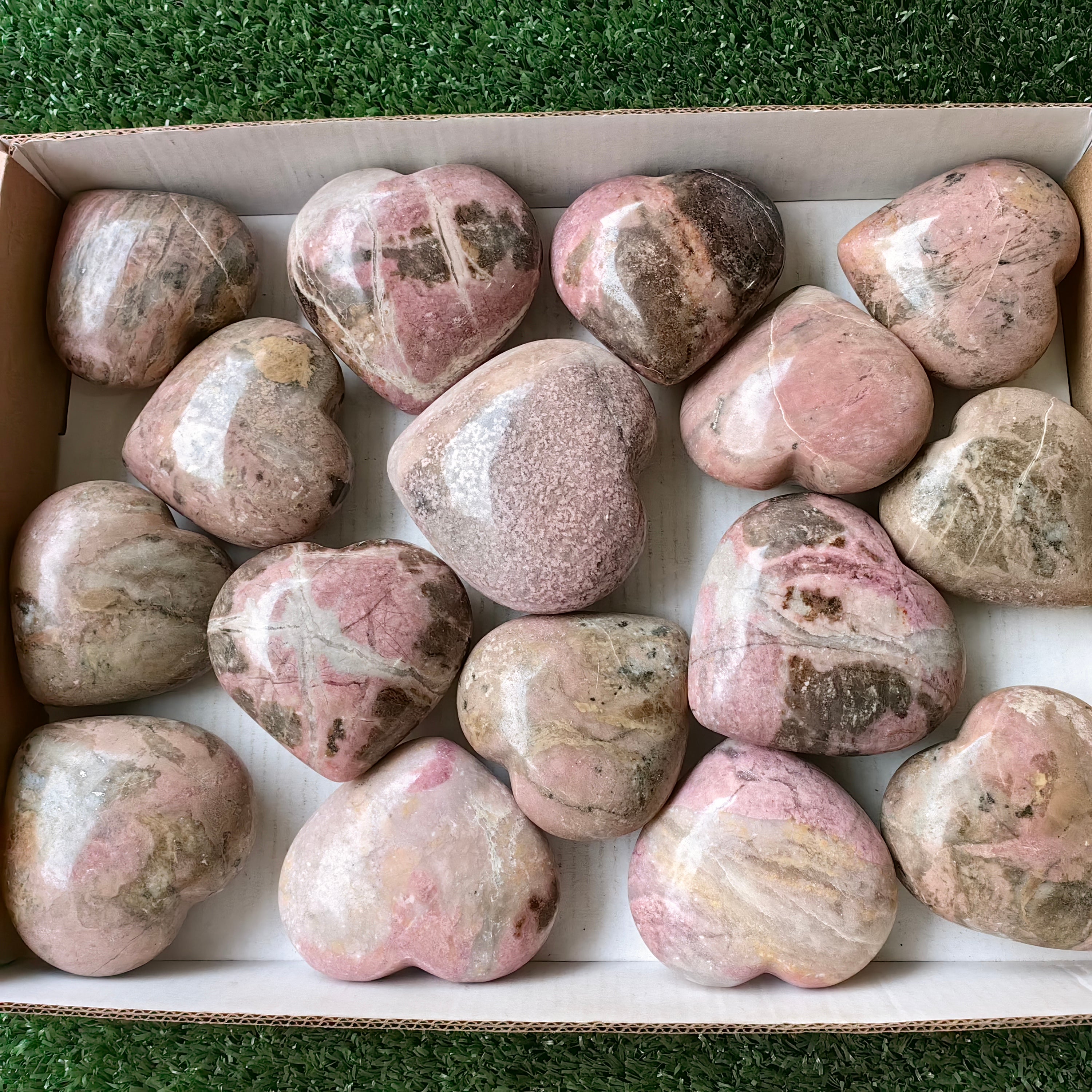 16 pc rhodonite hearts