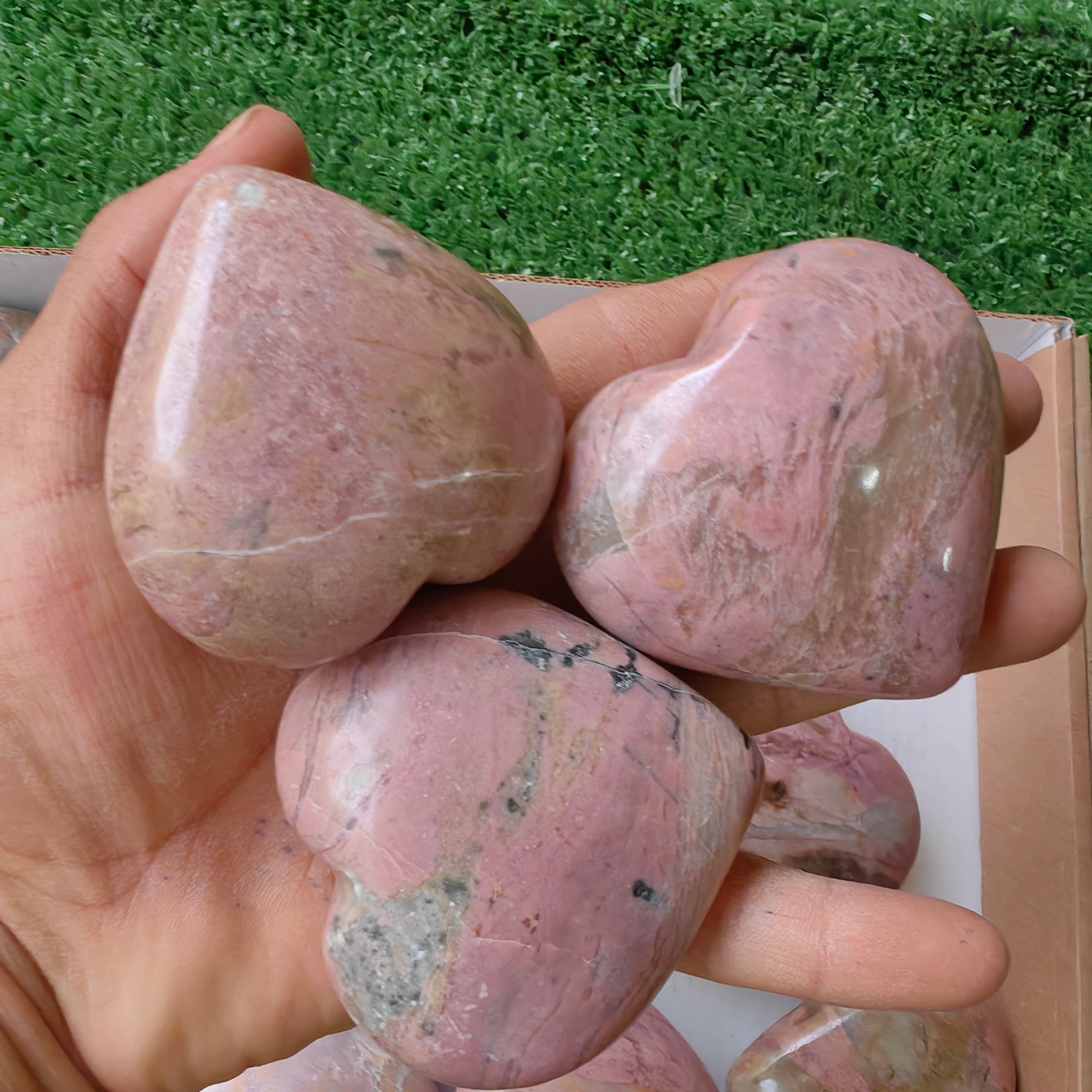 16 pc rhodonite hearts