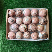 19 pc rhodonite spheres