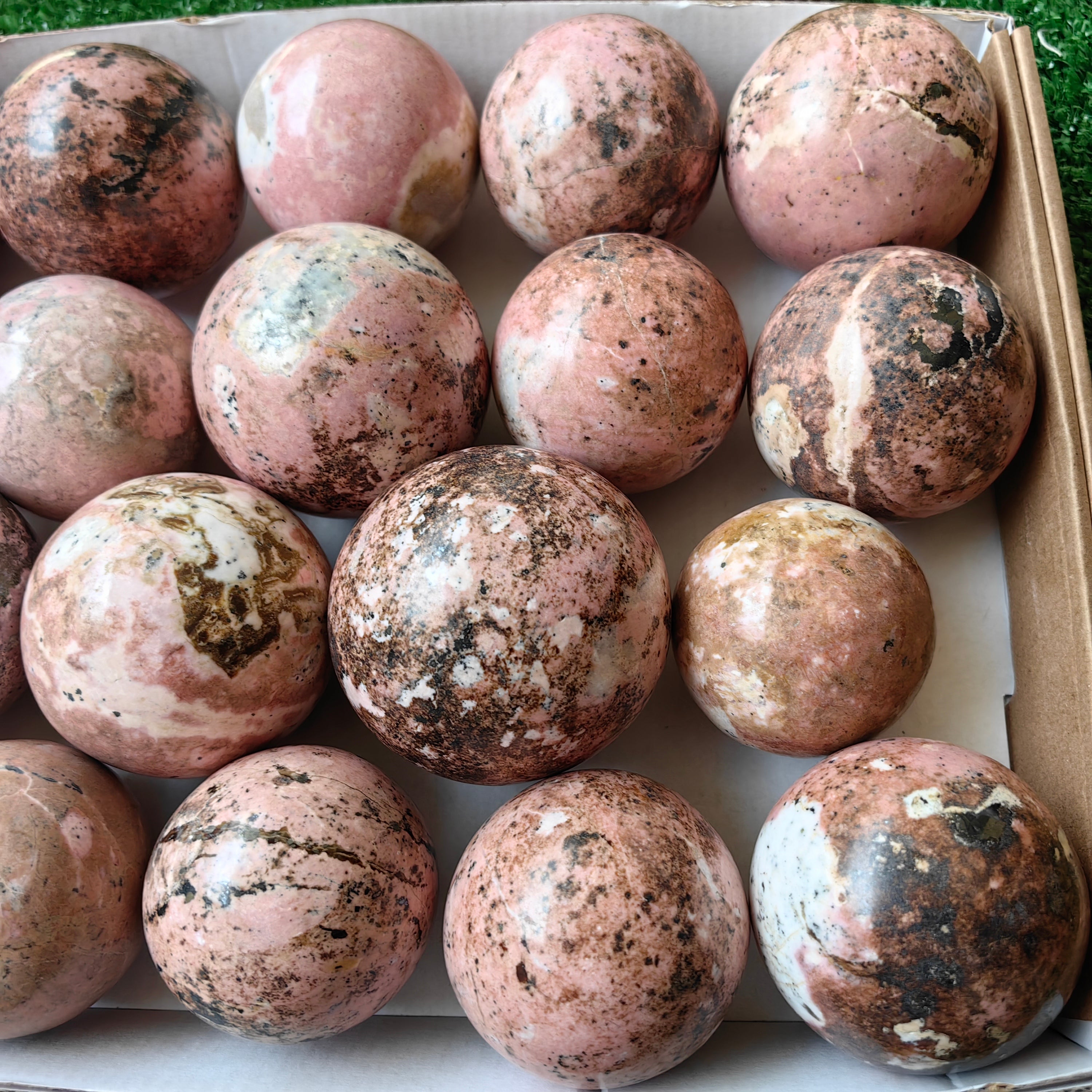 19 pc rhodonite spheres