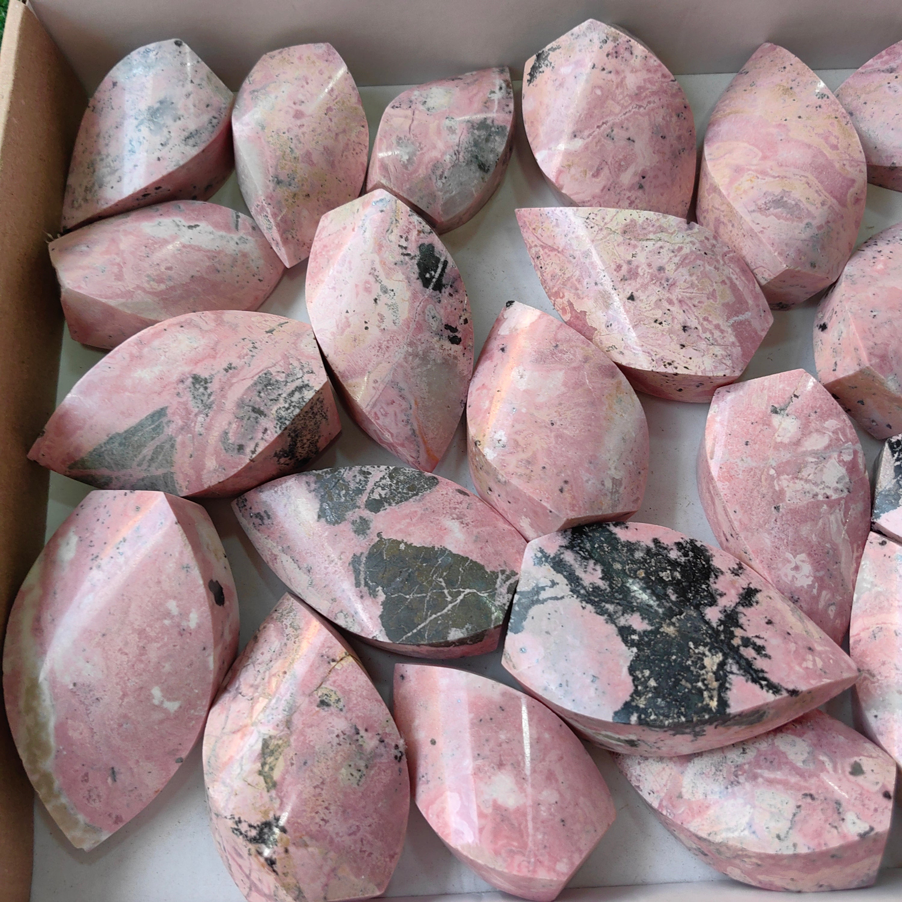 25 pc rhodonite flames