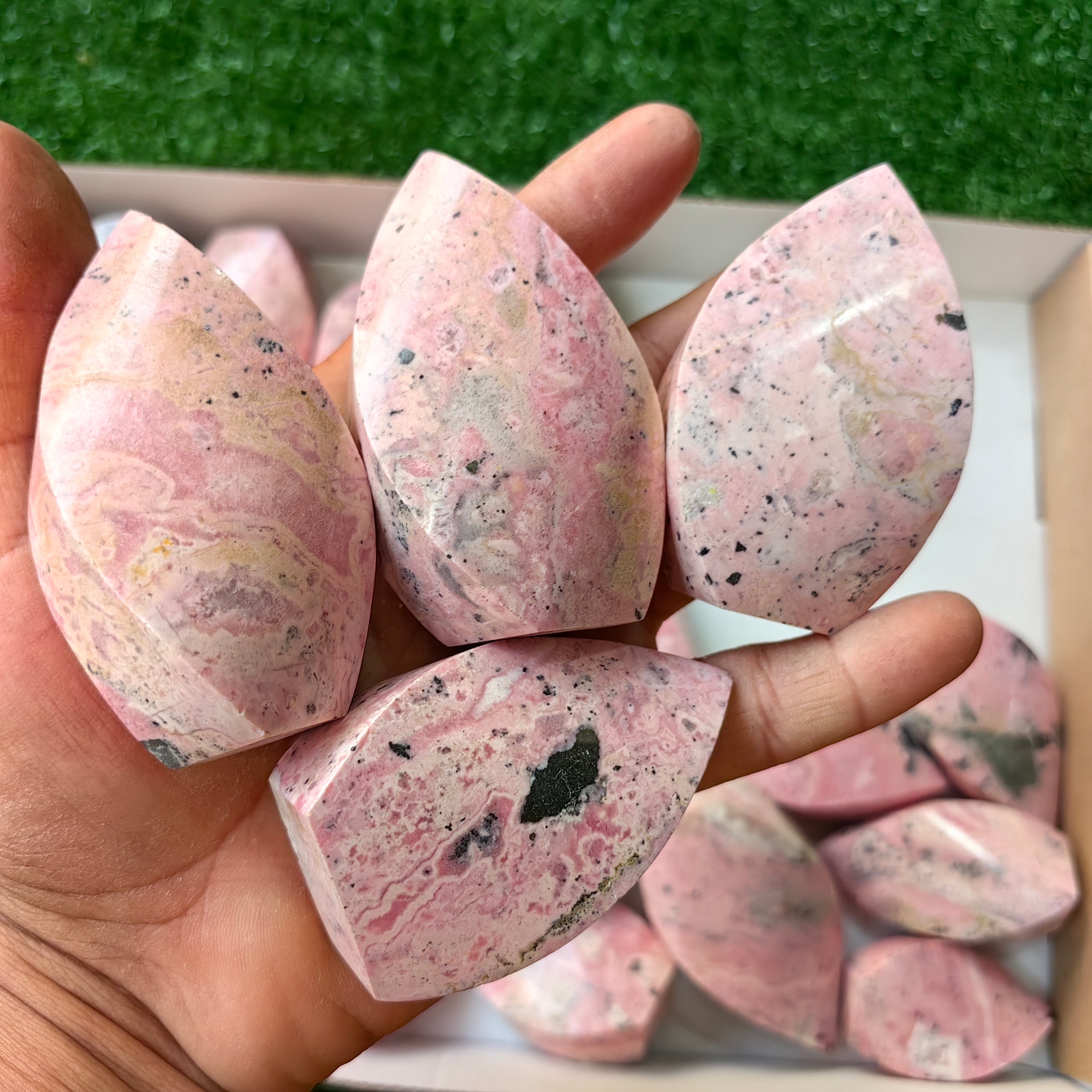 25 pc rhodonite flames
