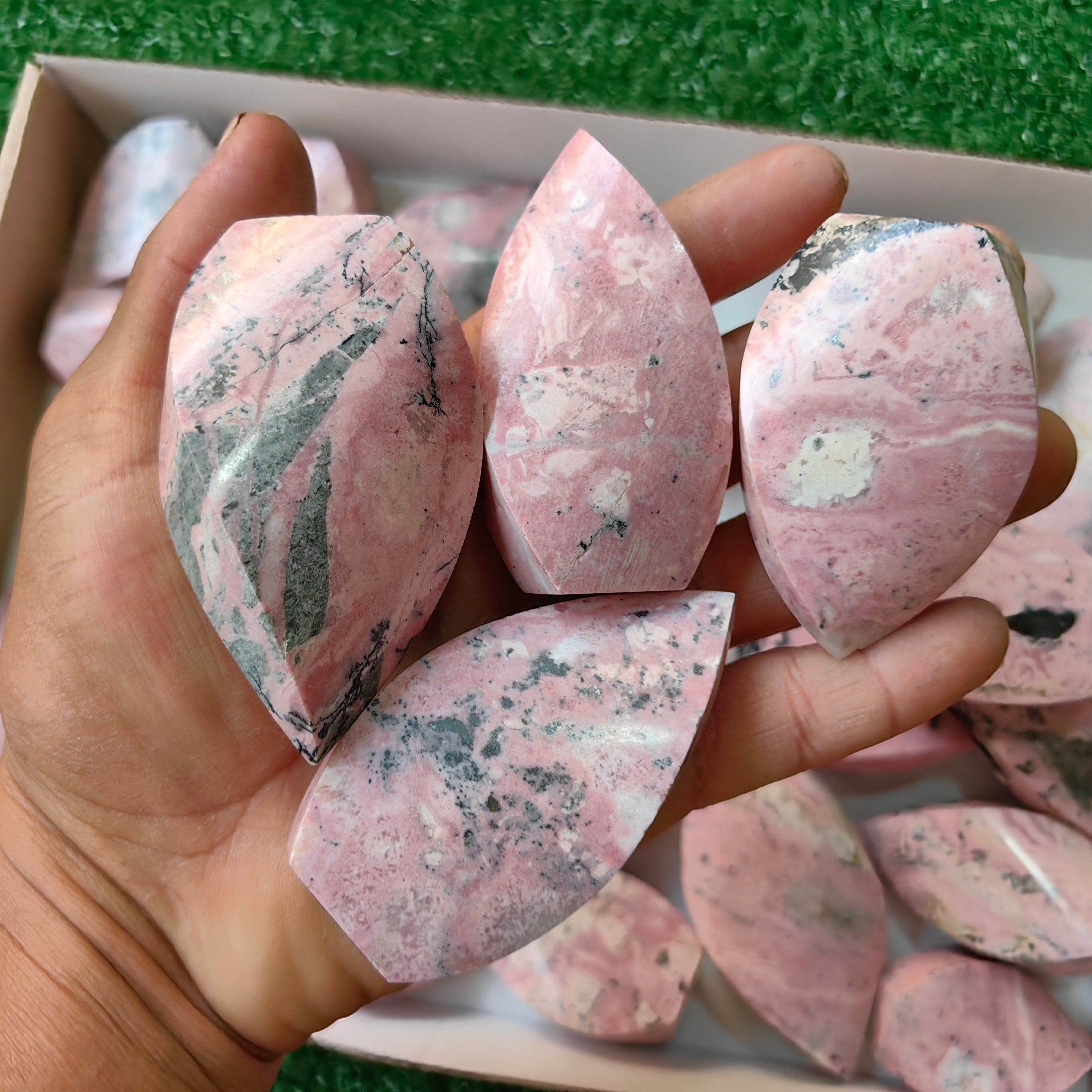 25 pc rhodonite flames