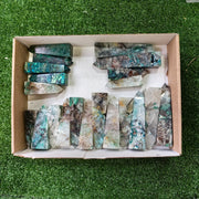 22 pc chrysocolla & chrysocolla quartz towers