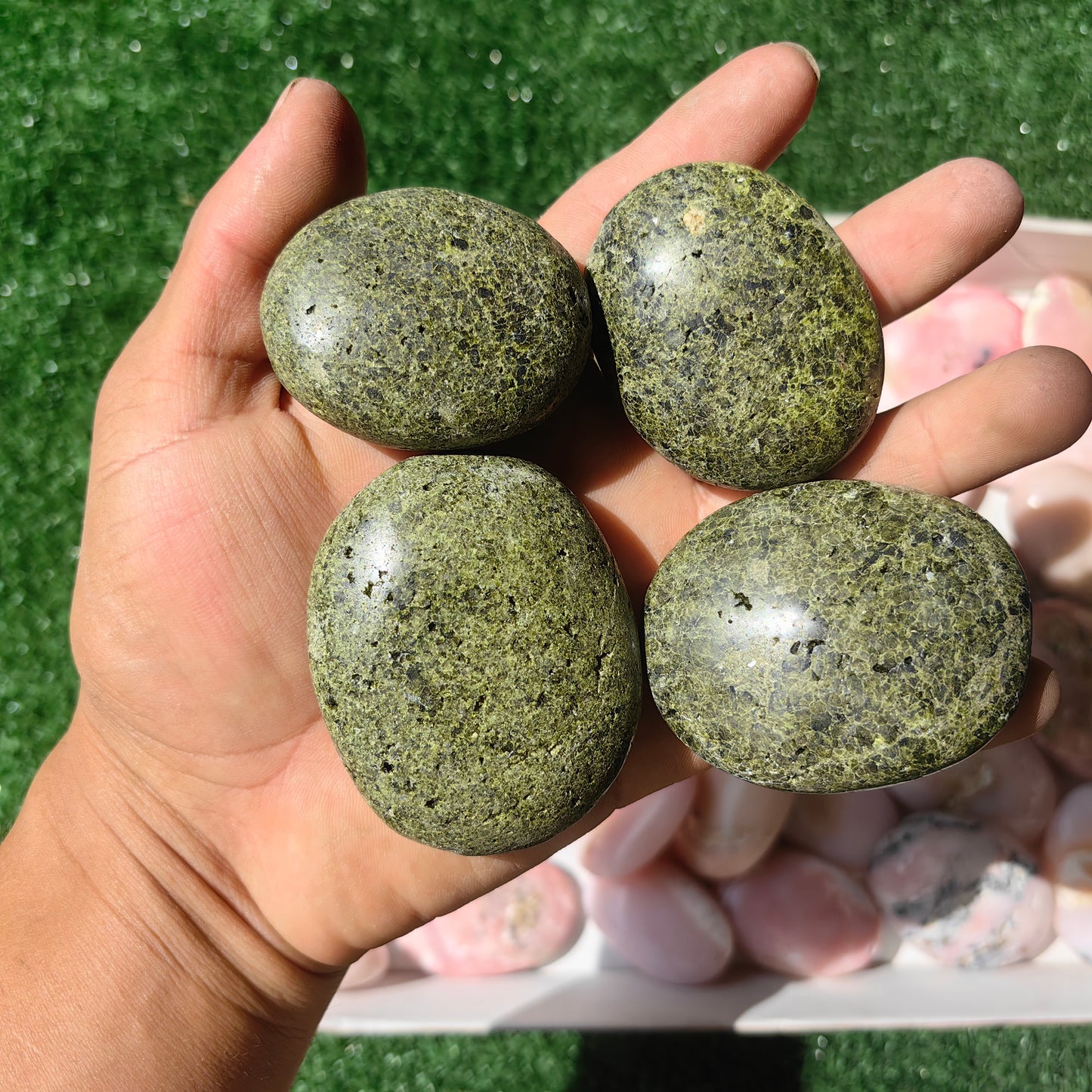 33 pc epidote & pink opal palms