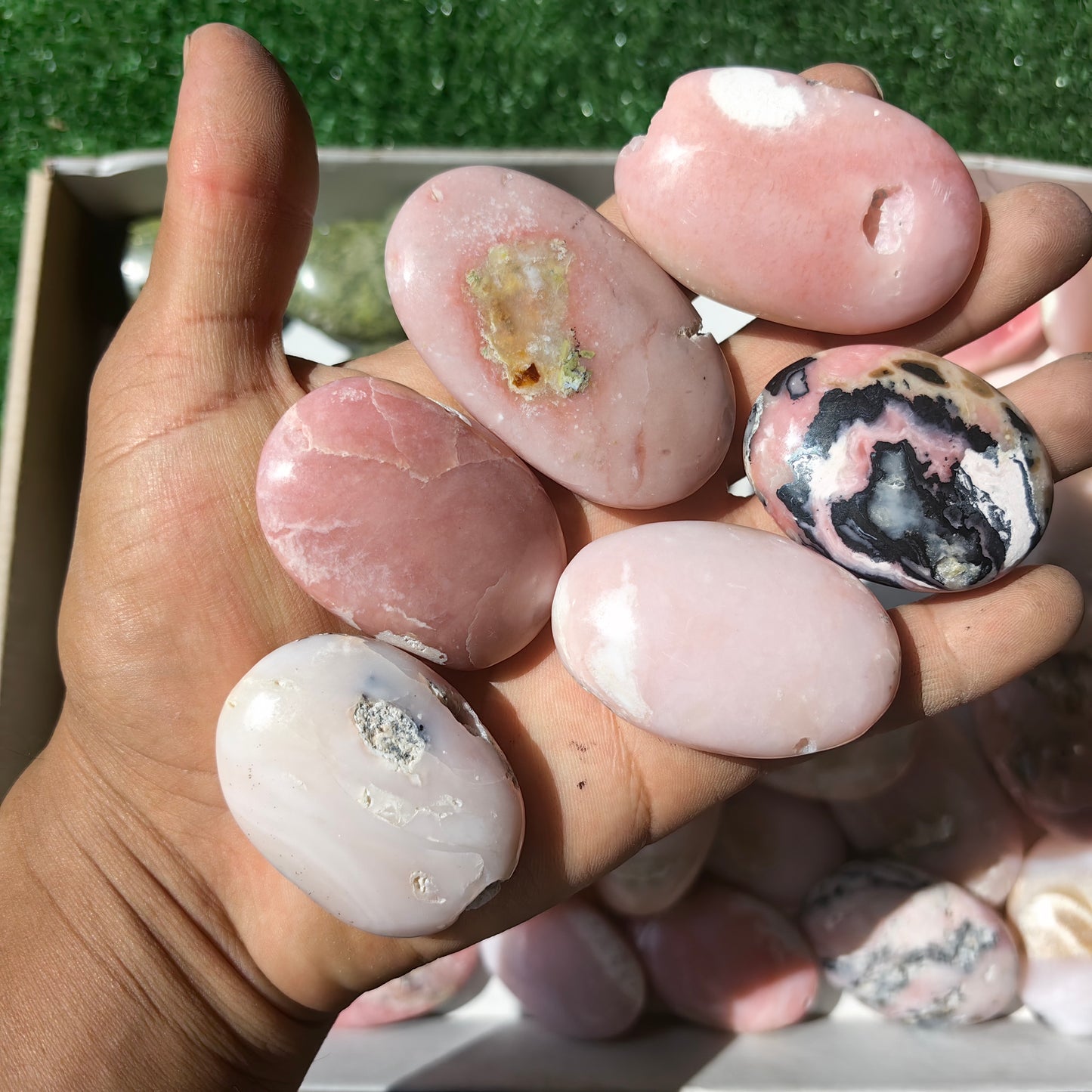 33 pc epidote & pink opal palms