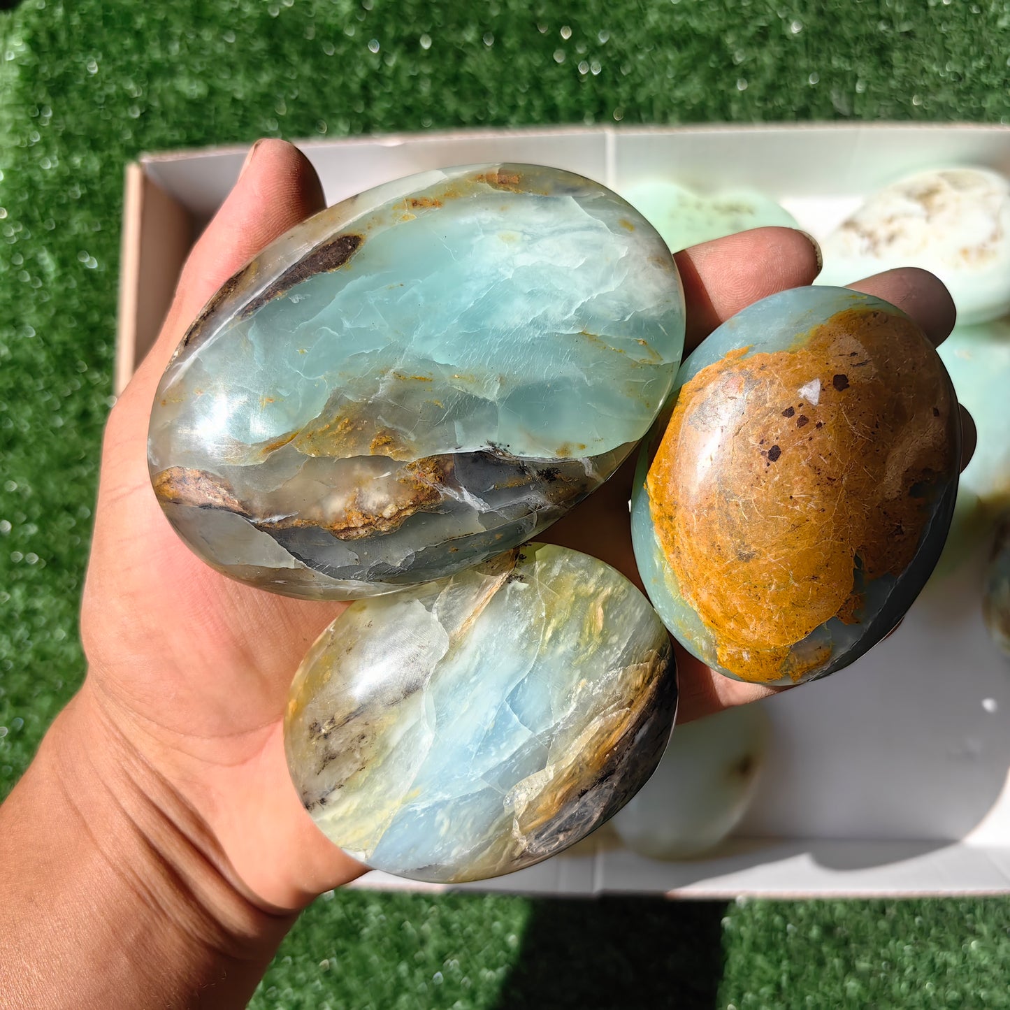 19 pc blue opal palms & hearts