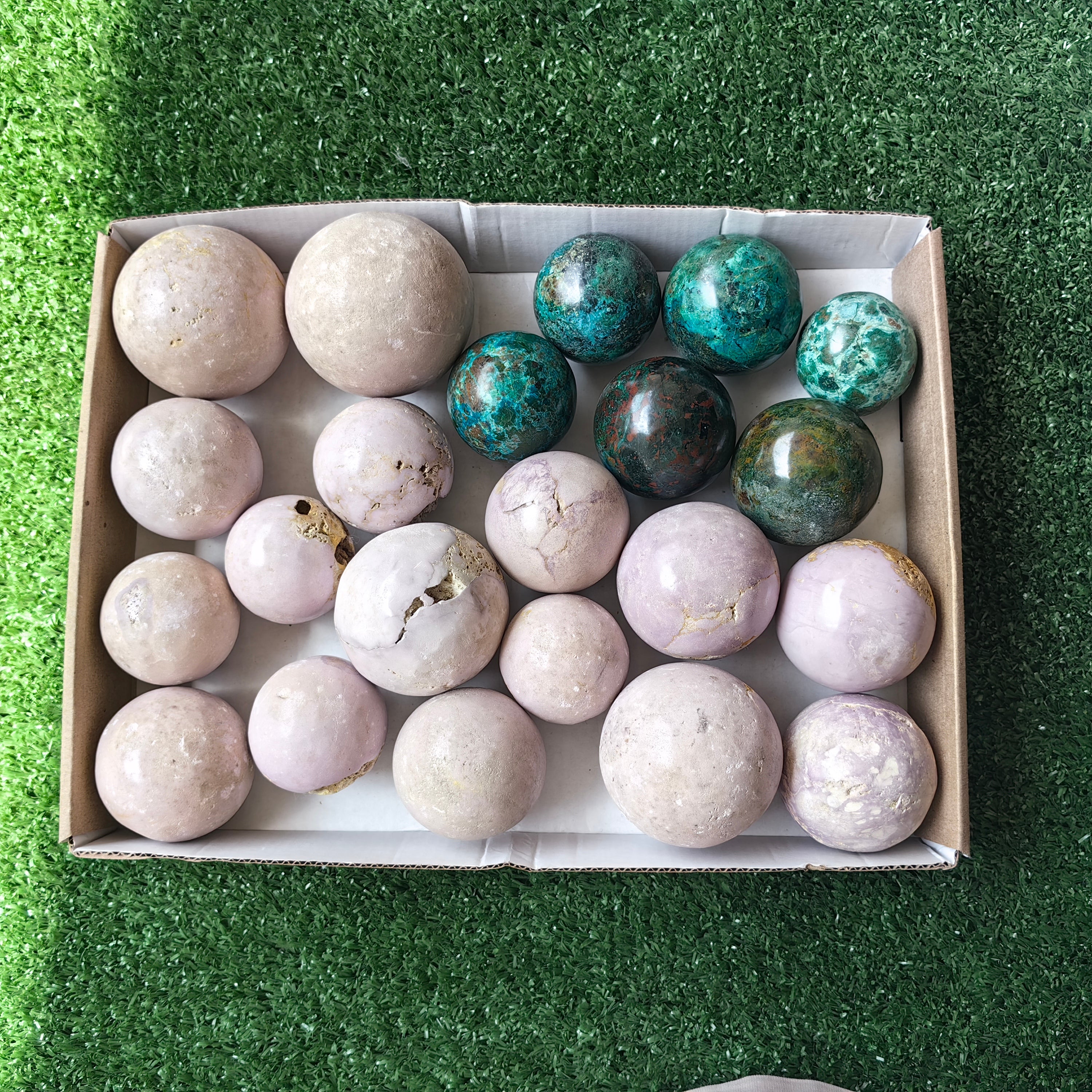 22 pc phosphosiderite & chrysocolla sphere