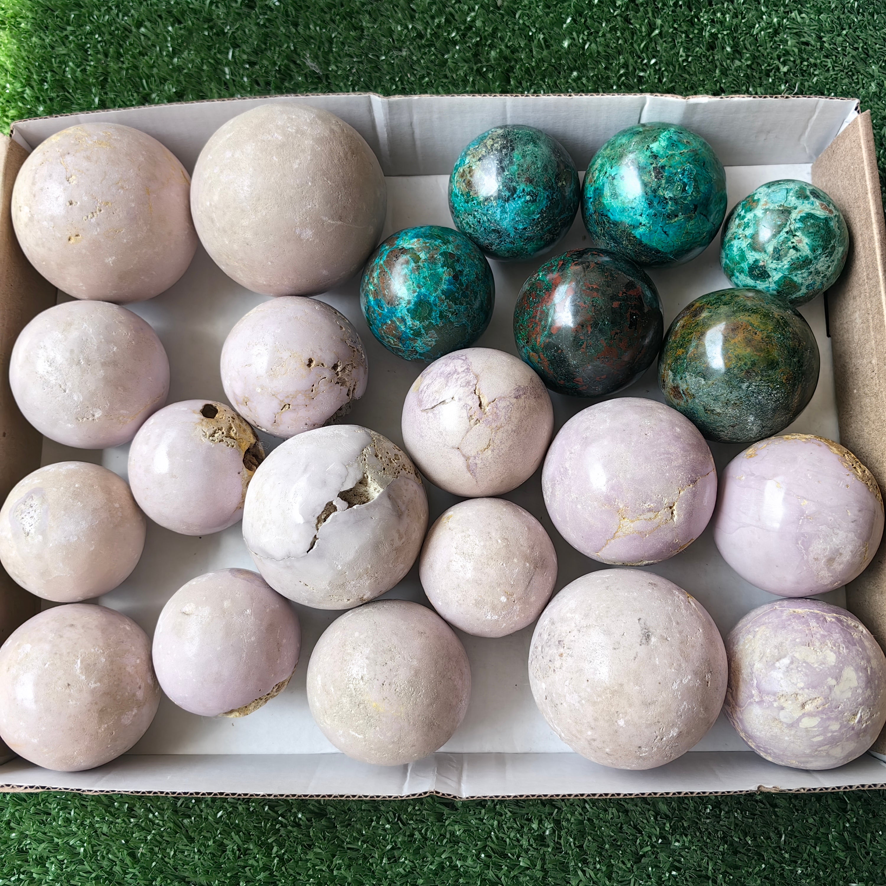 22 pc phosphosiderite & chrysocolla sphere
