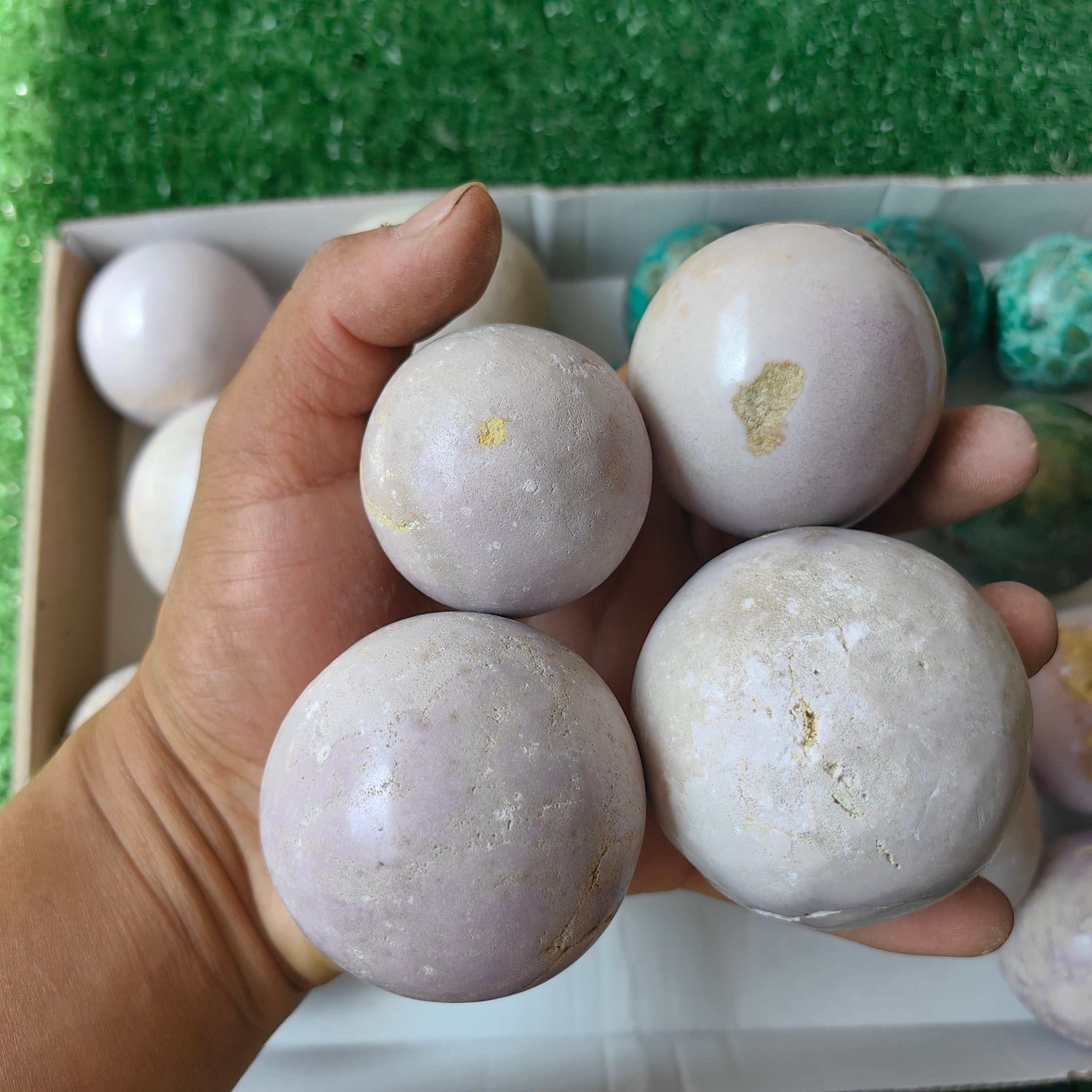 22 pc phosphosiderite & chrysocolla sphere