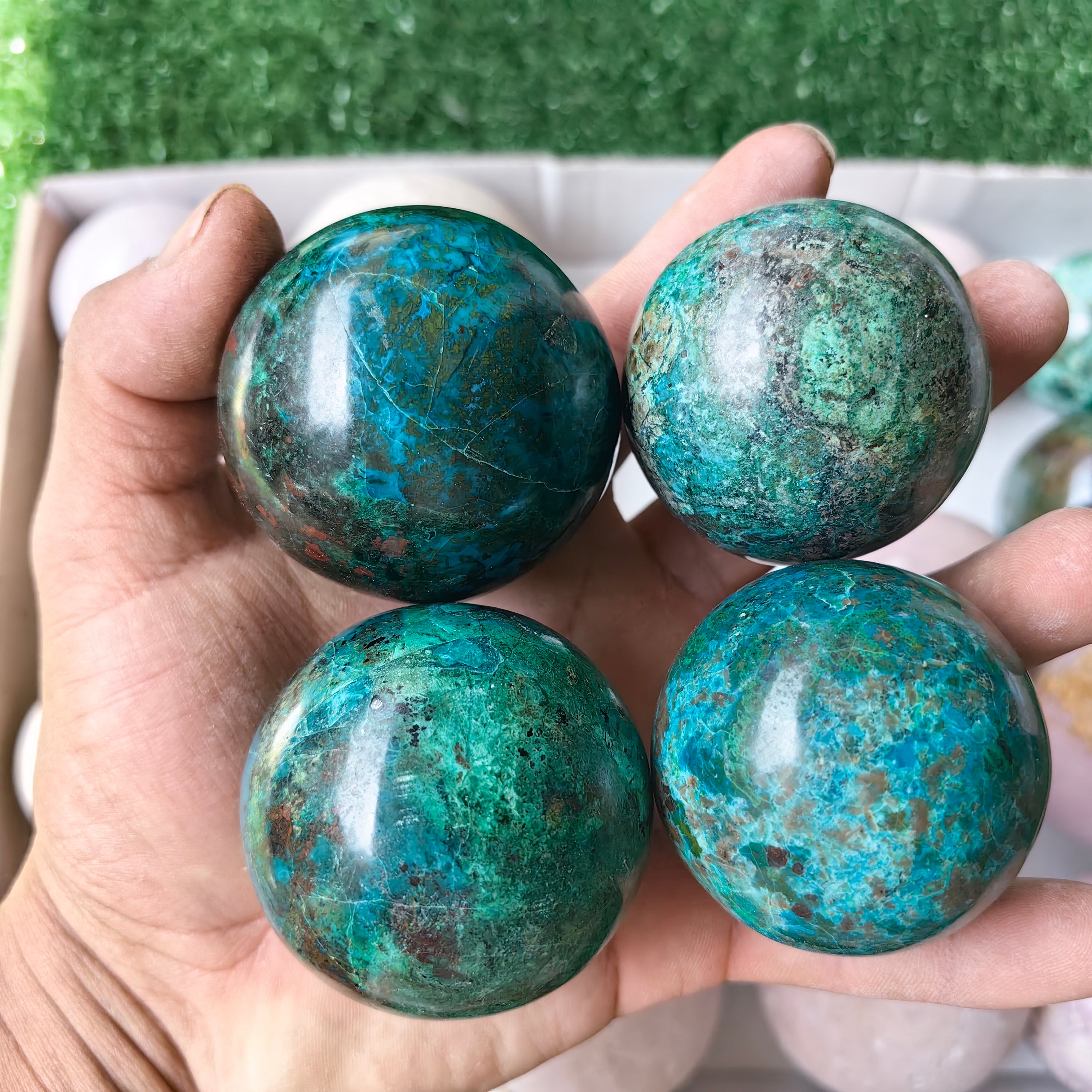 22 pc phosphosiderite & chrysocolla sphere