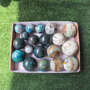 19 pc big blue opal & chrysocolla spheres