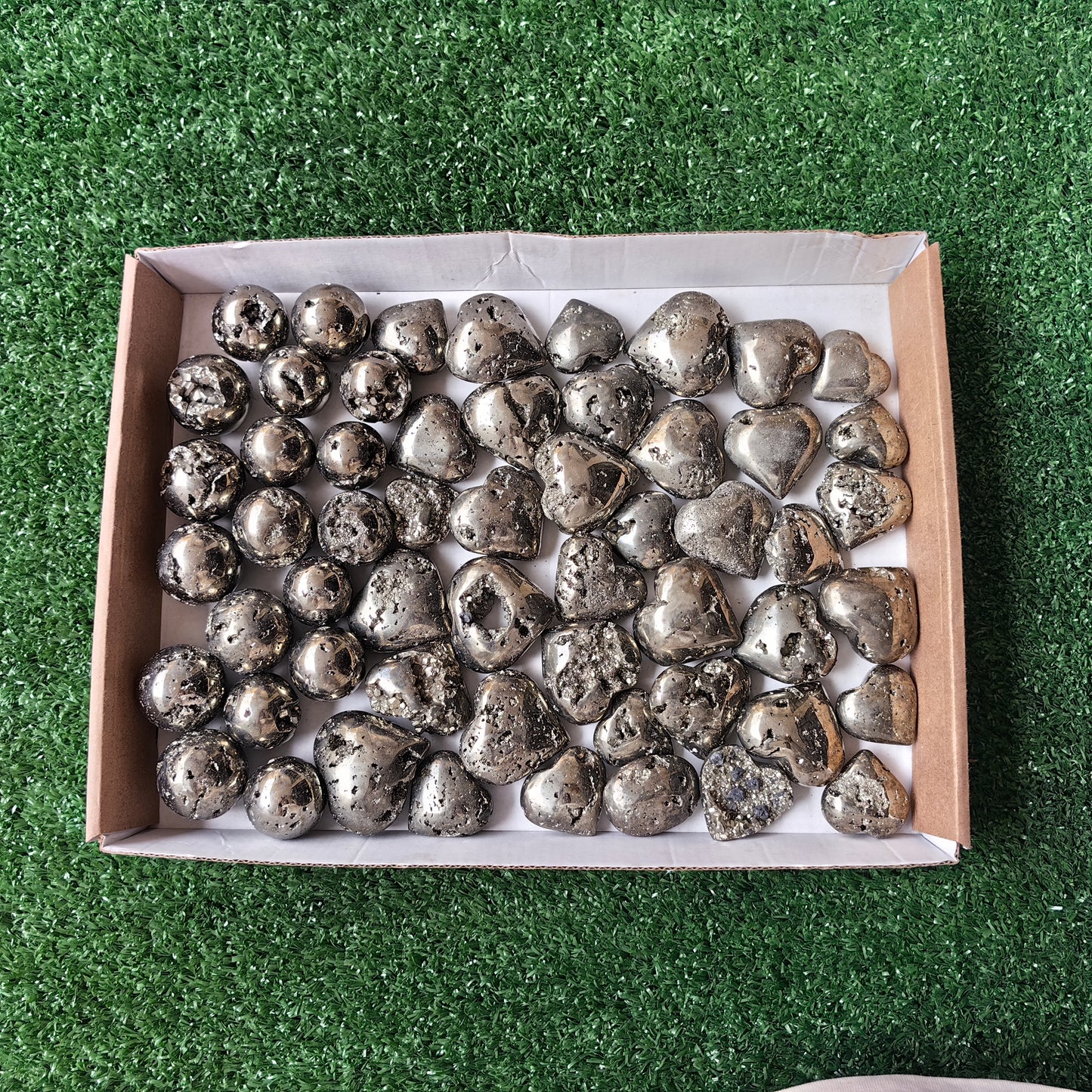 56 pc pyrite spheres & hearts
