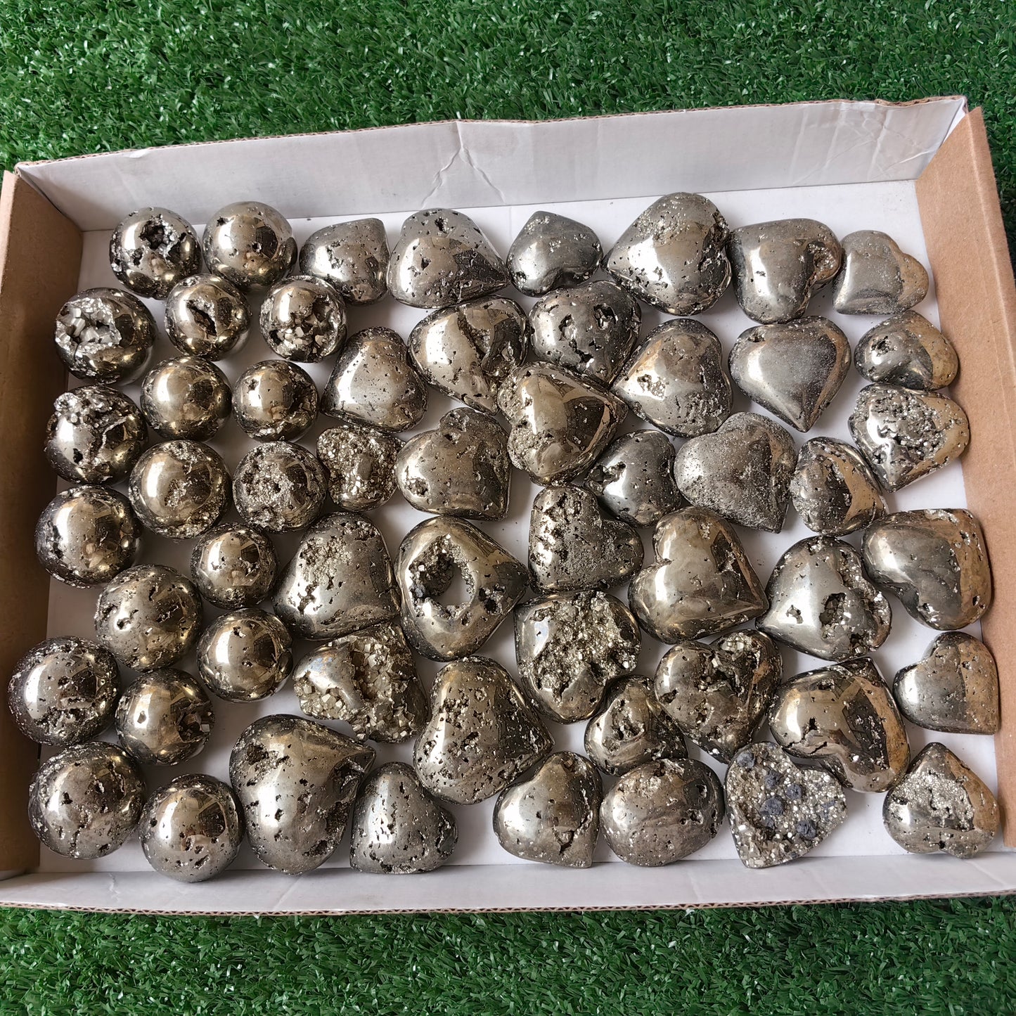 56 pc pyrite spheres & hearts