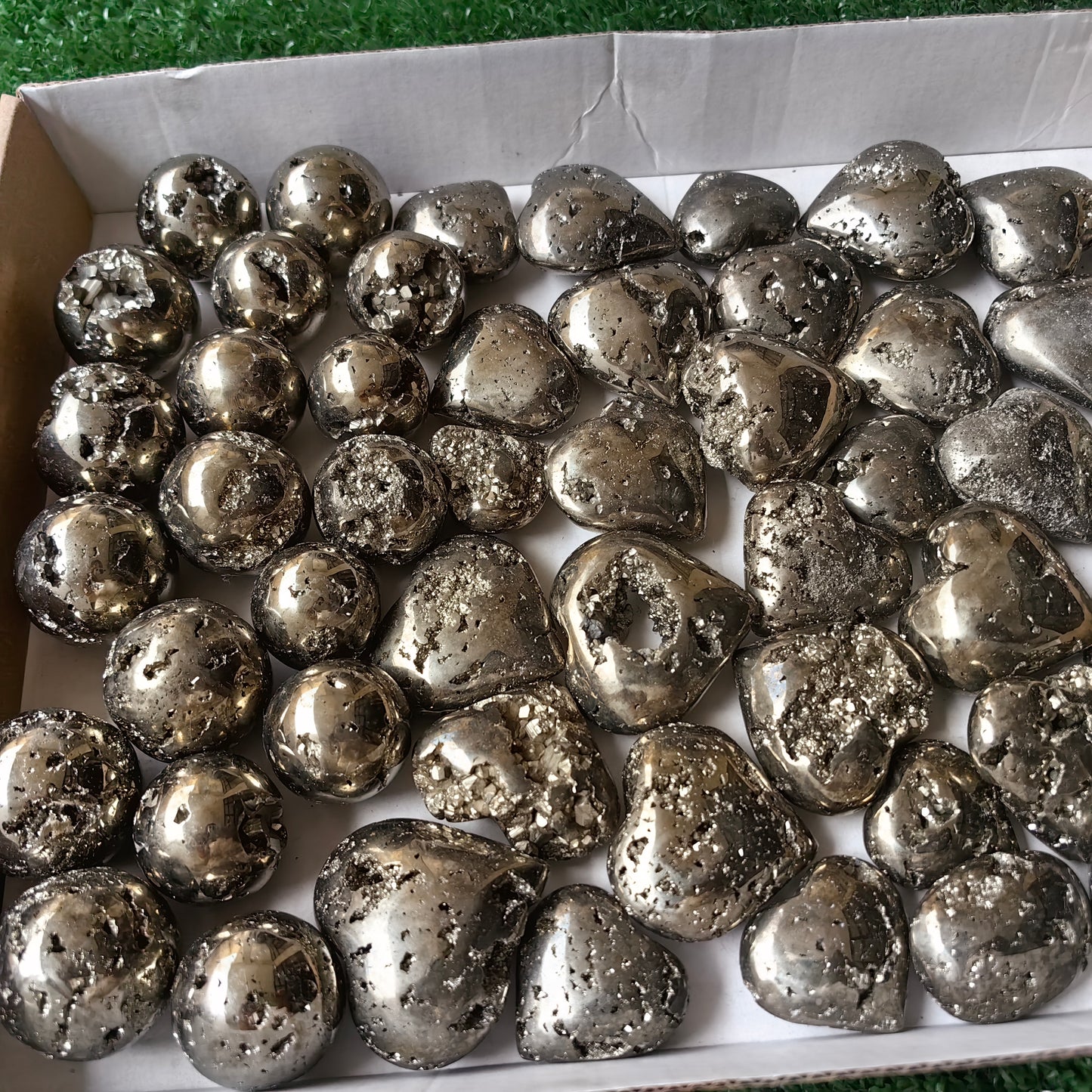 56 pc pyrite spheres & hearts