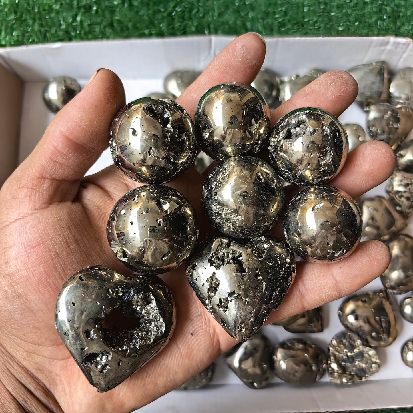 56 pc pyrite spheres & hearts
