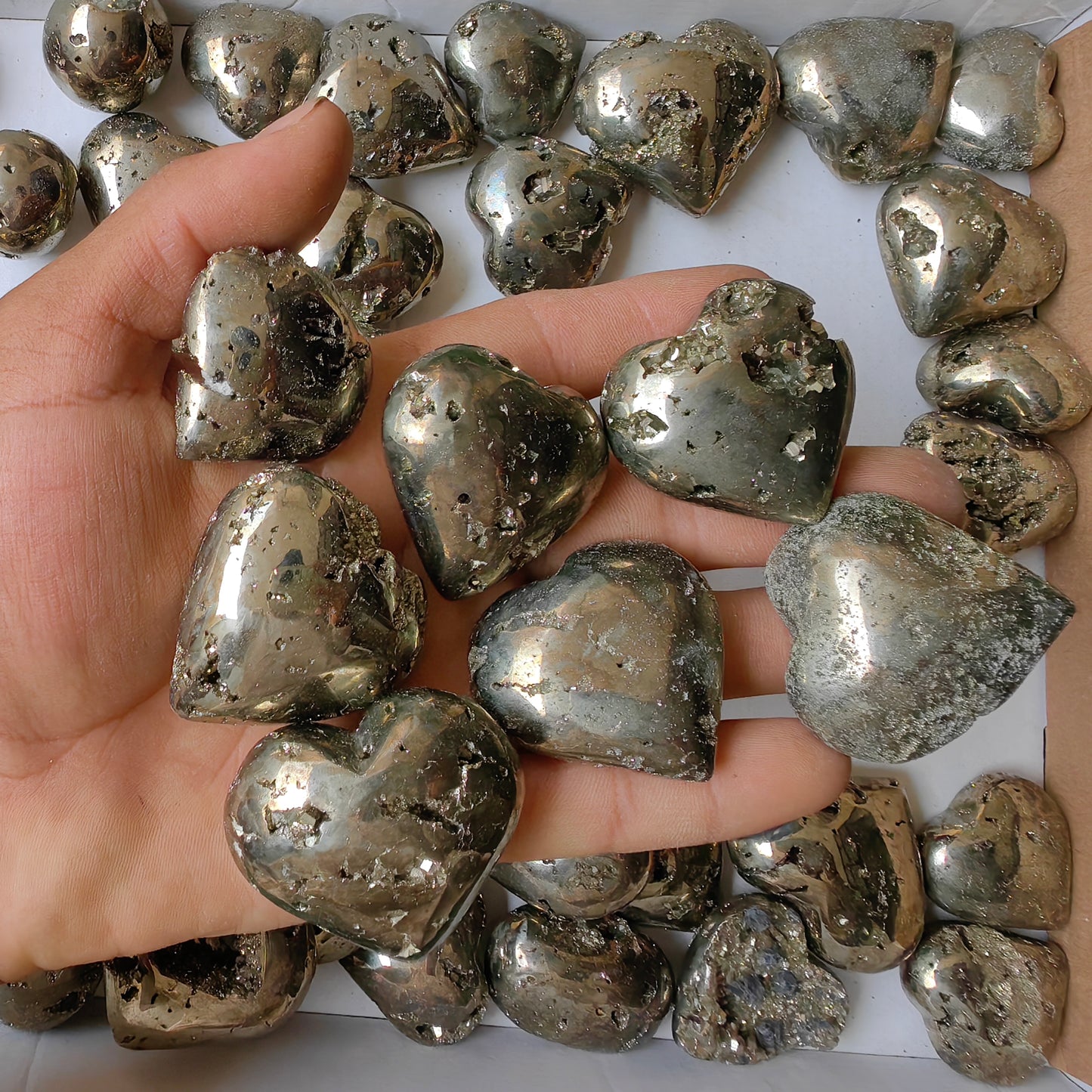 56 pc pyrite spheres & hearts