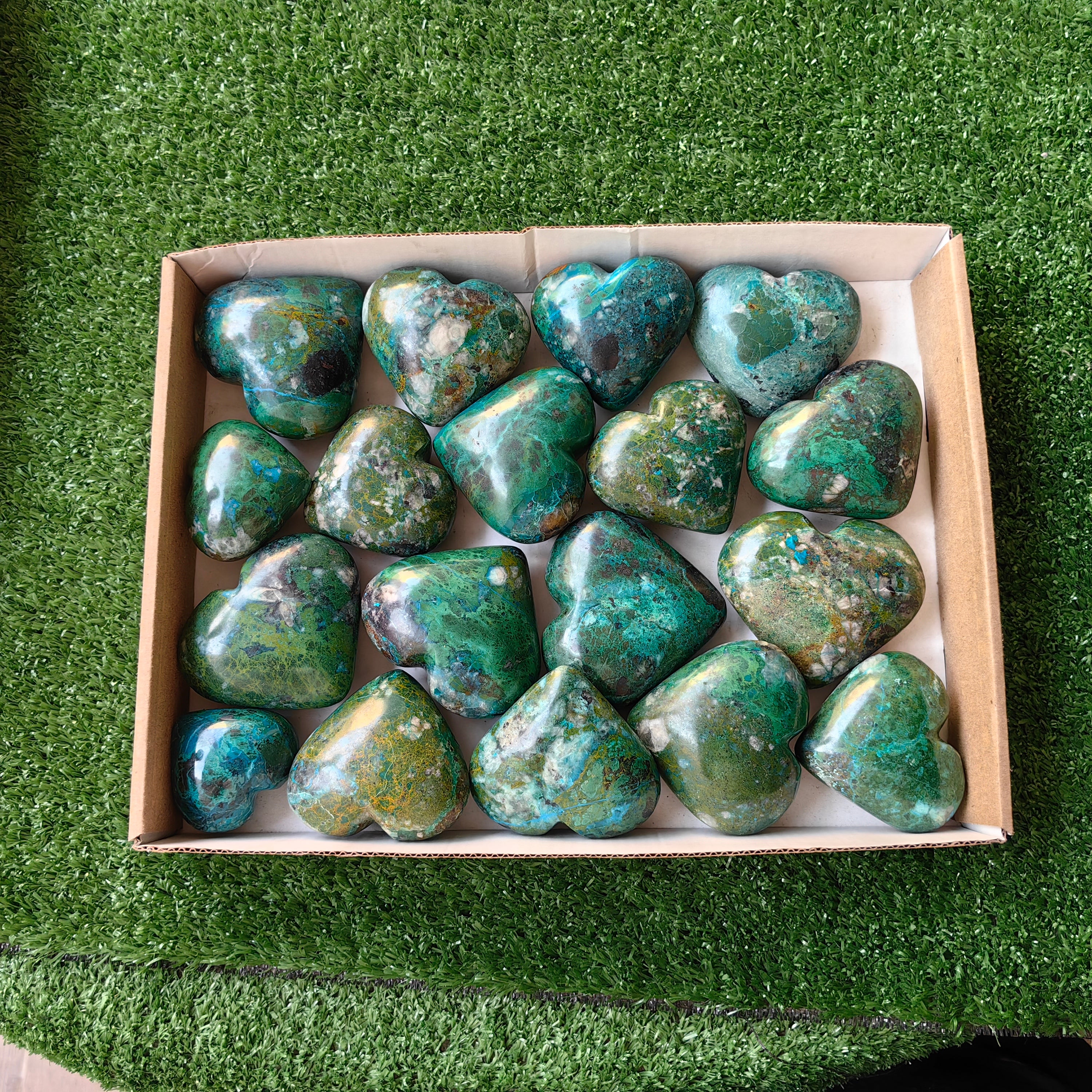 18 pc chrysocolla hearts