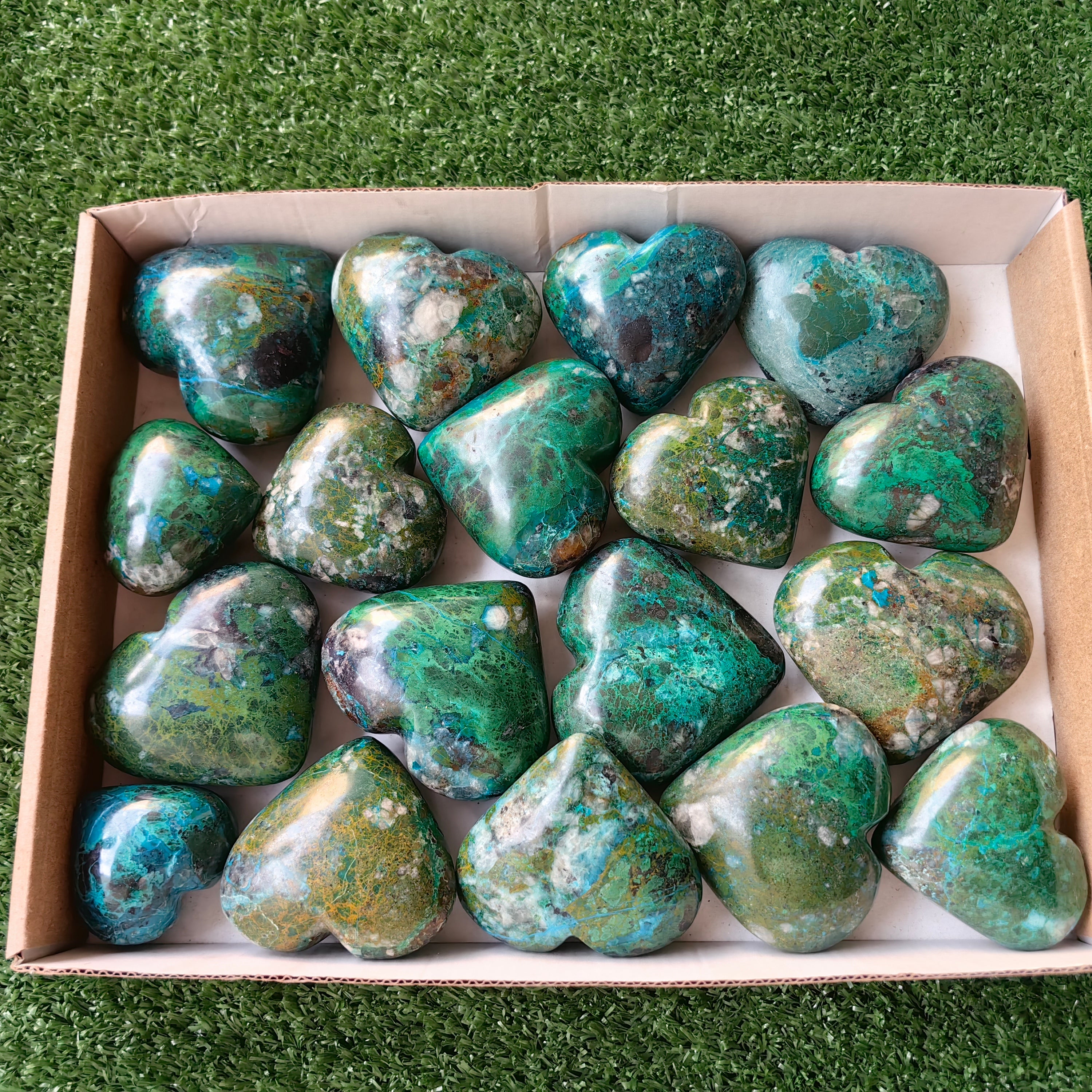 18 pc chrysocolla hearts
