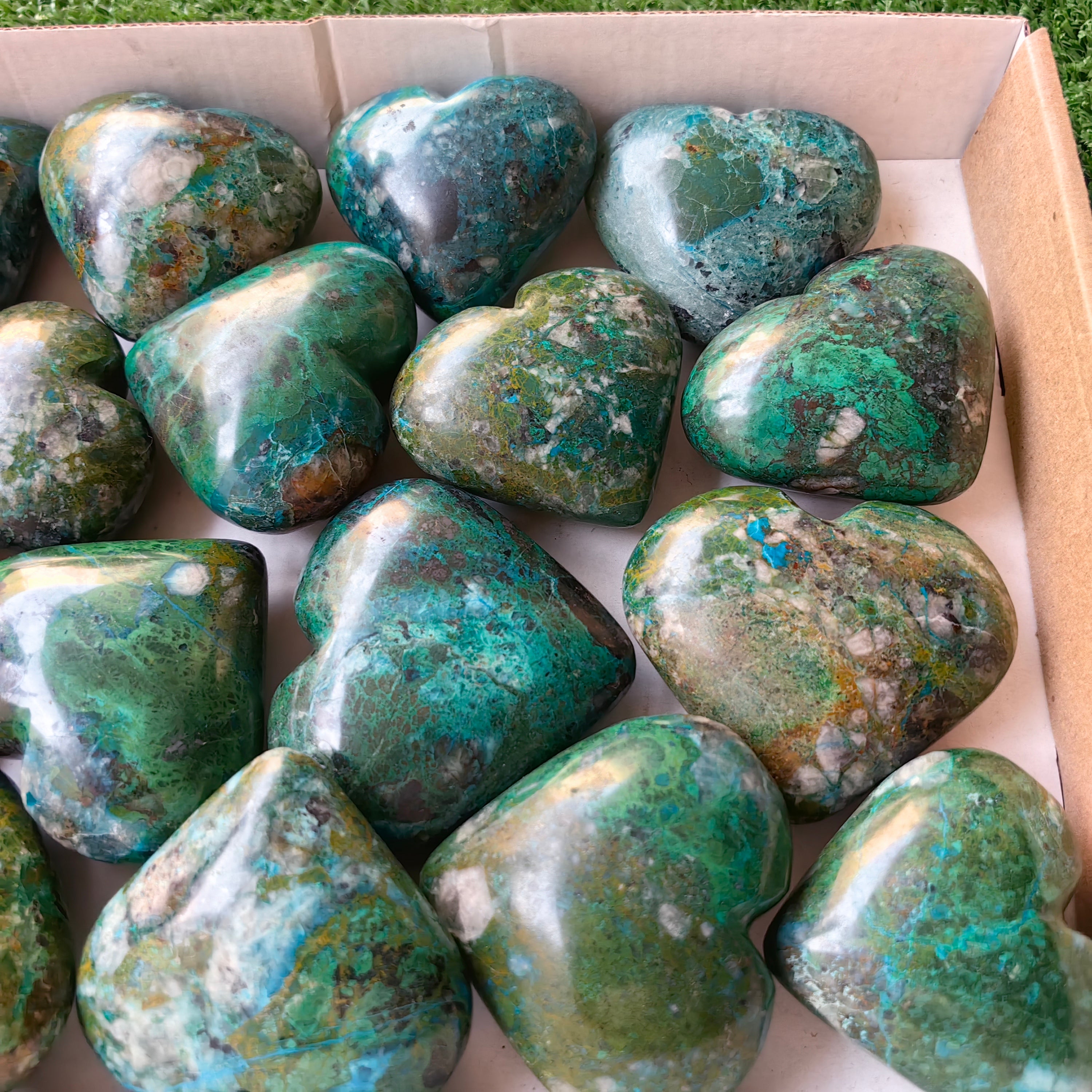 18 pc chrysocolla hearts