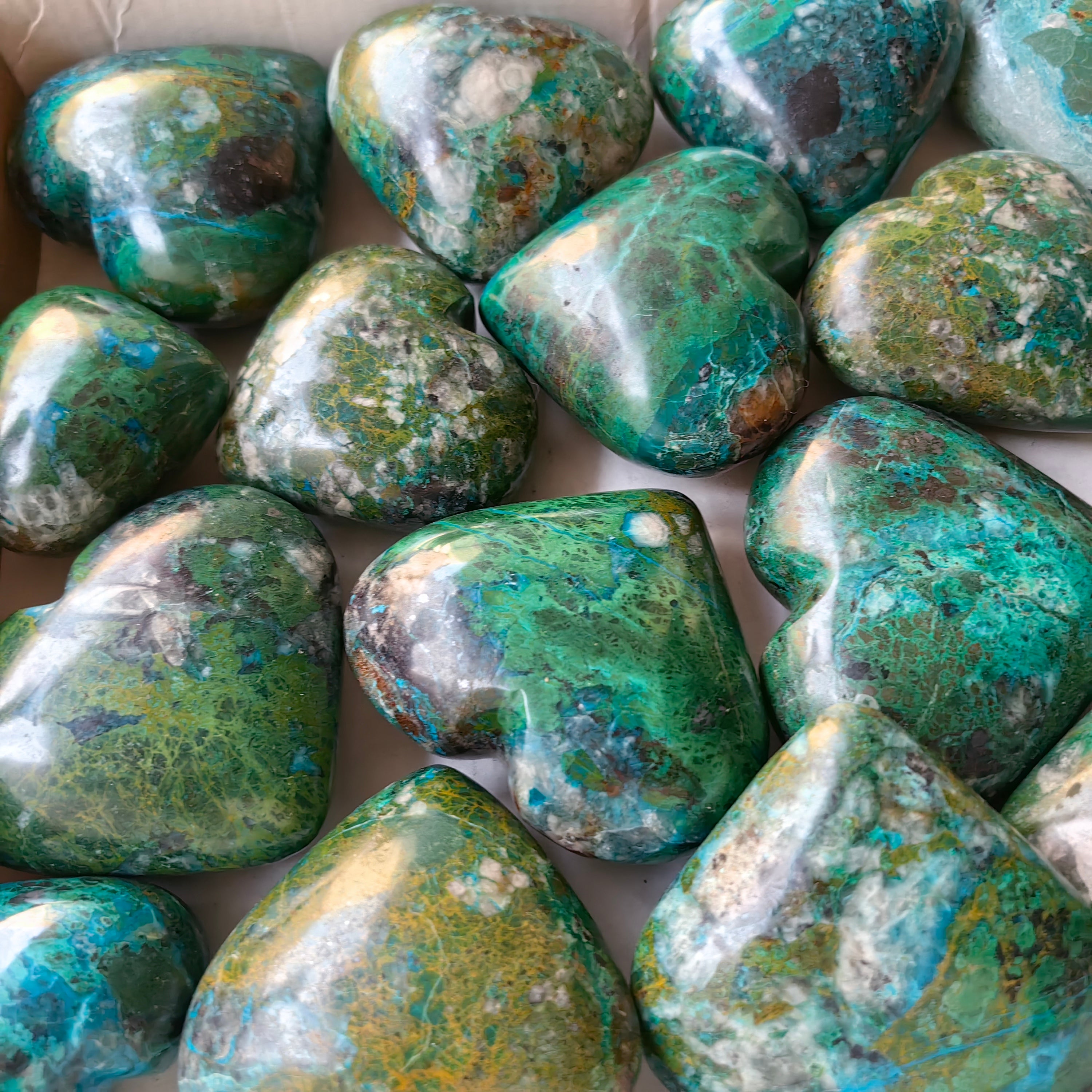 18 pc chrysocolla hearts