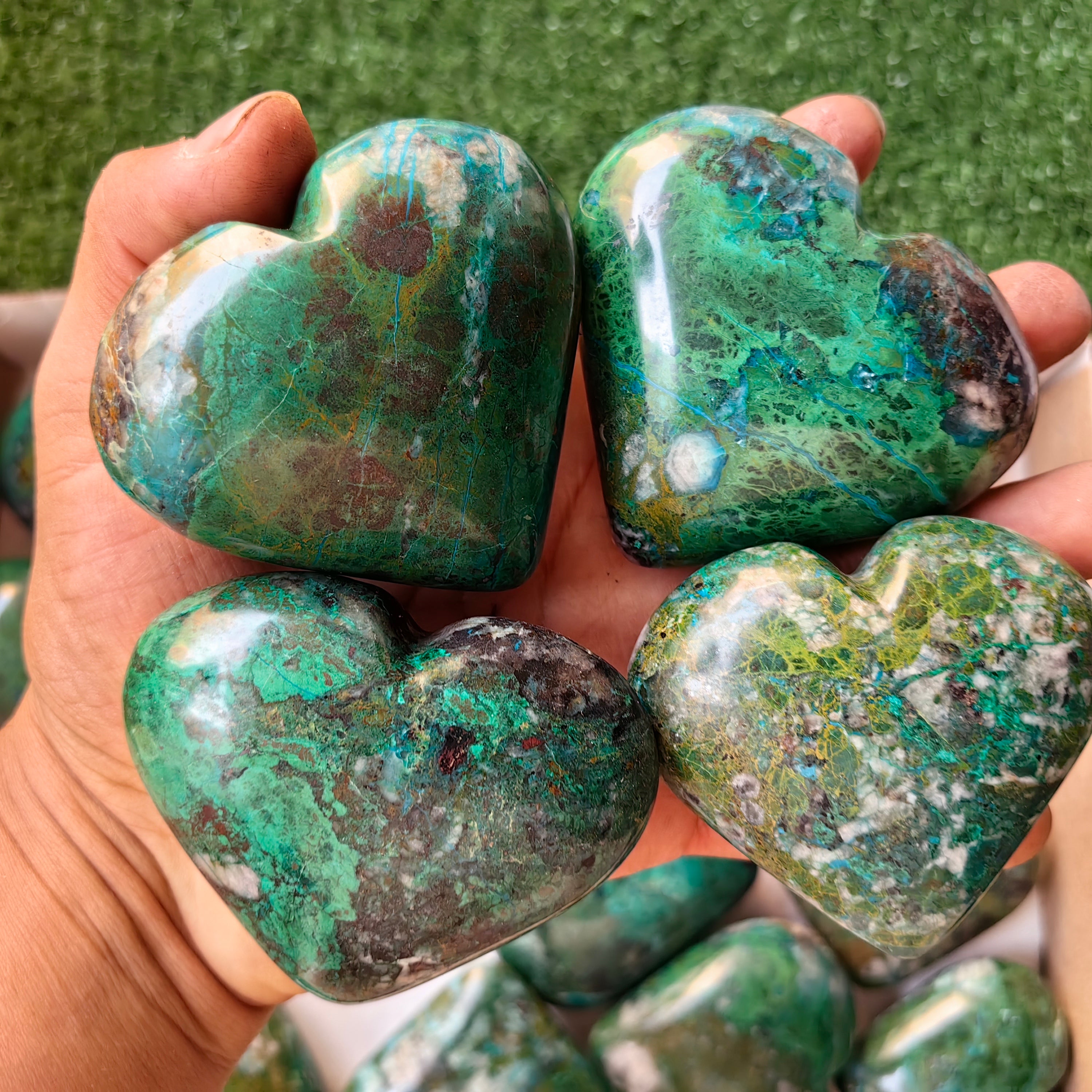18 pc chrysocolla hearts