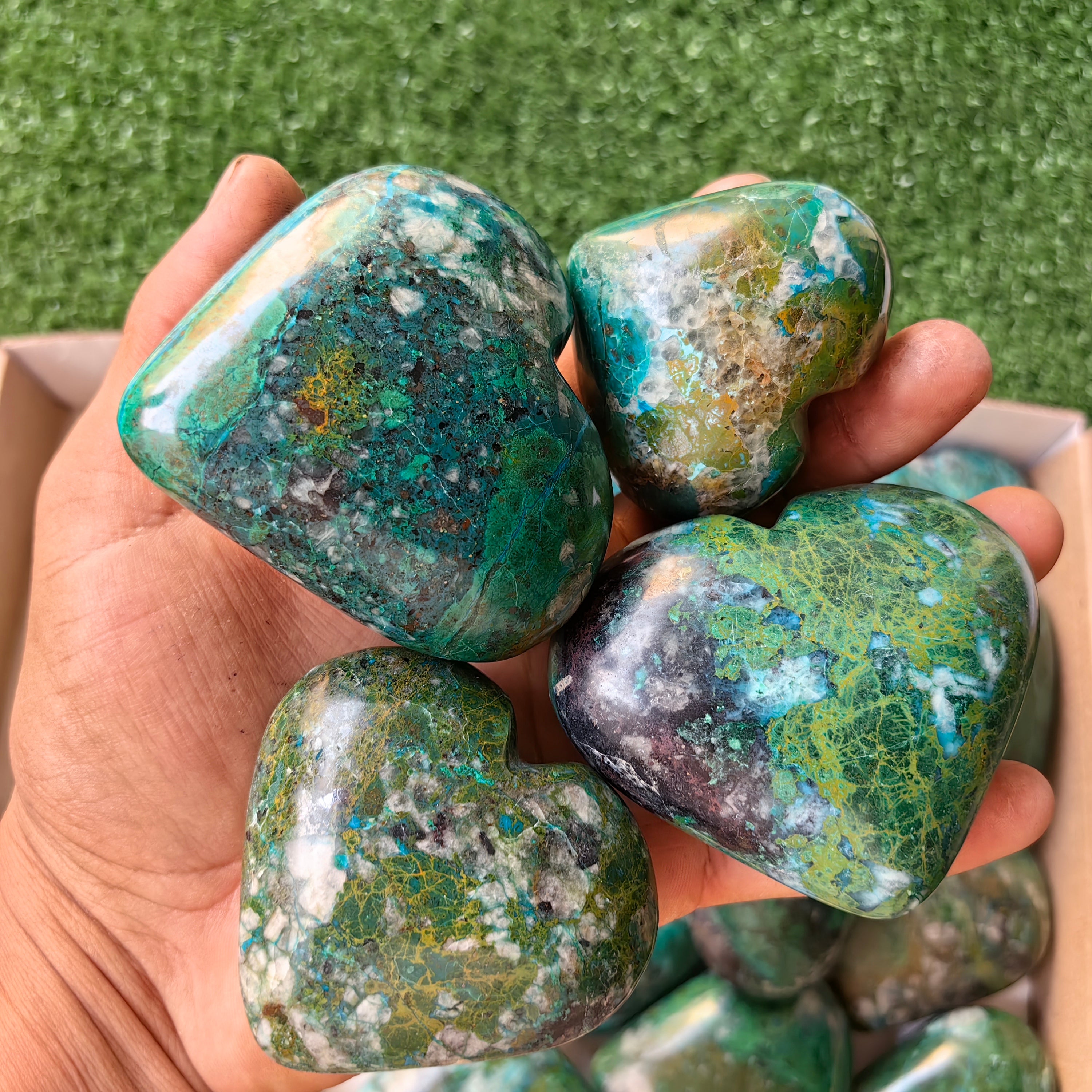 18 pc chrysocolla hearts