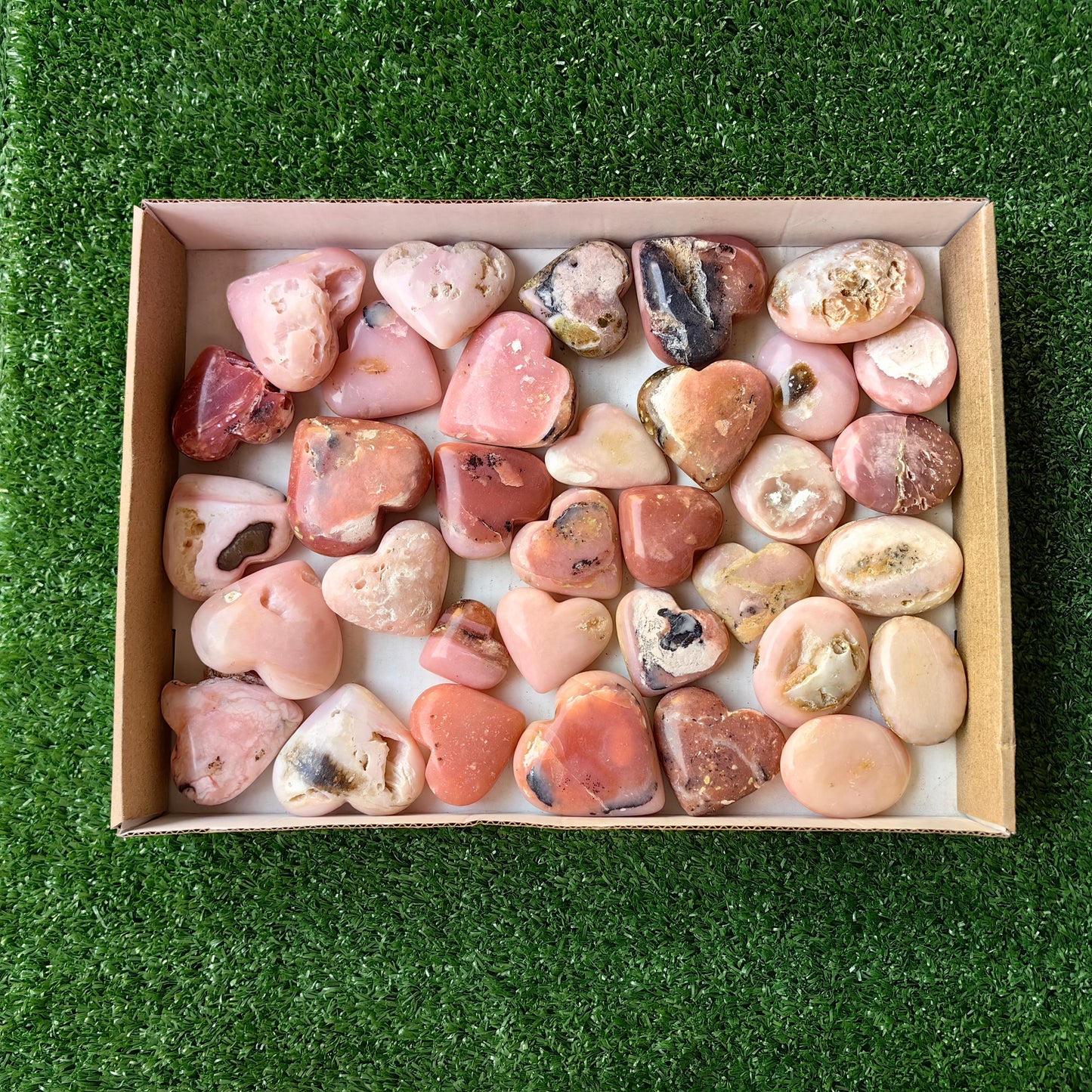 34 pc pink opal hearts & palms