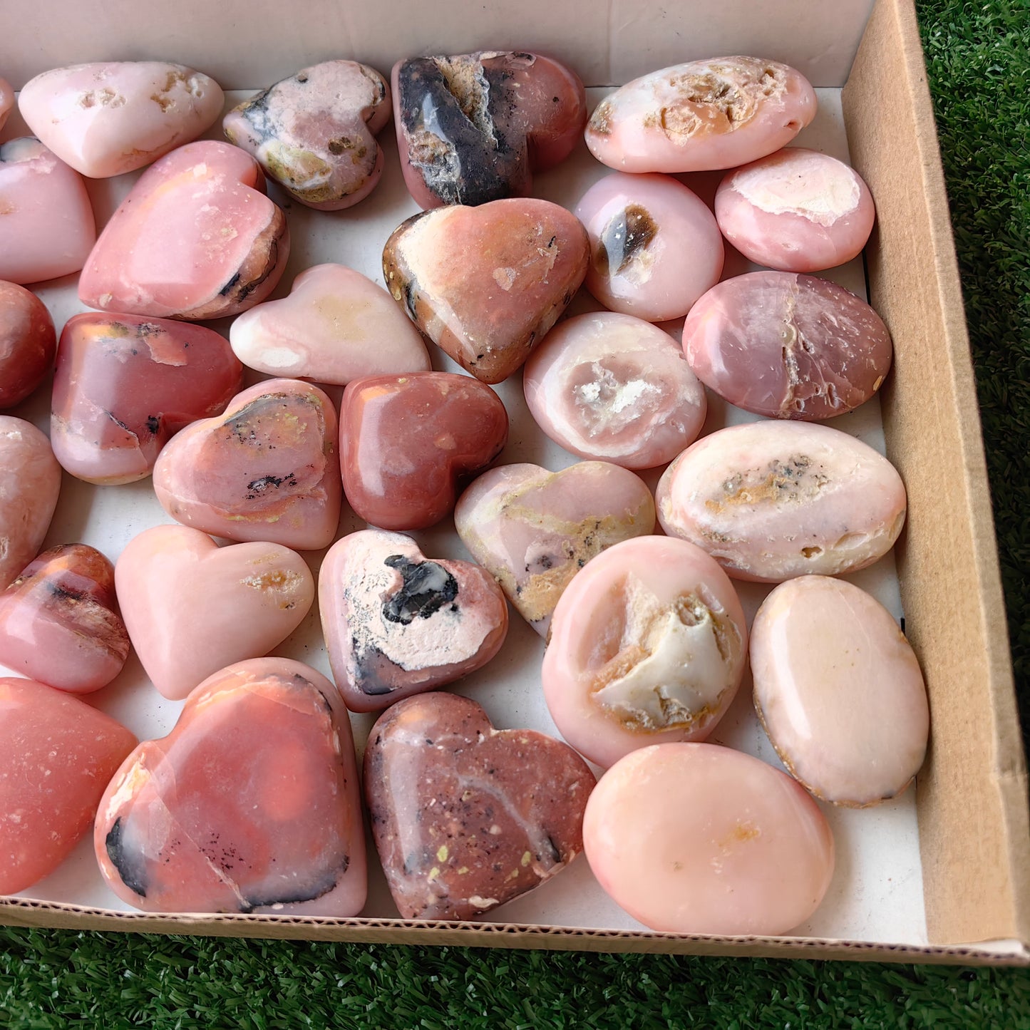 34 pc pink opal hearts & palms