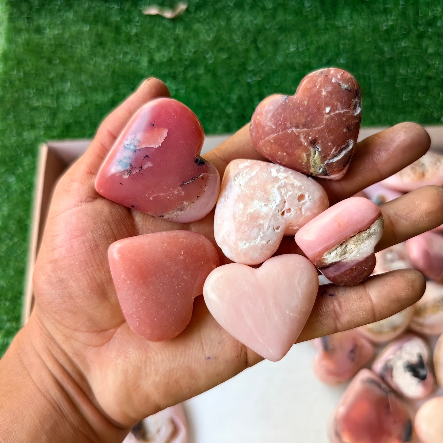 34 pc pink opal hearts & palms
