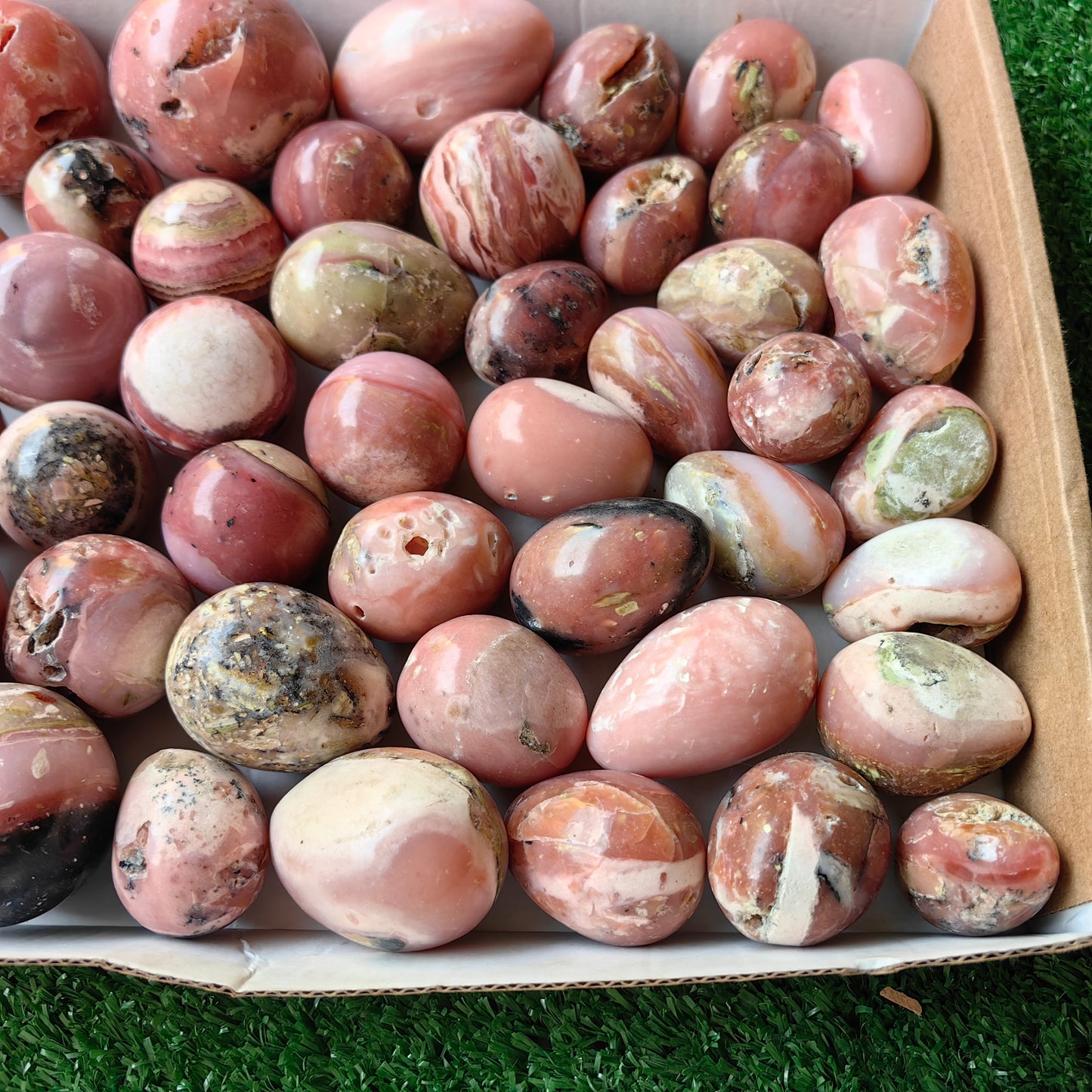 48 pc pink opal spheres and eggs