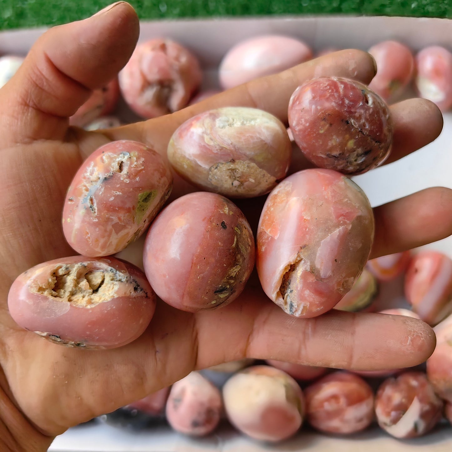 48 pc pink opal spheres and eggs