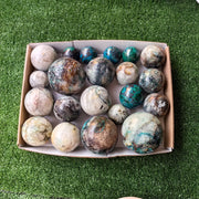 21 pc chrysocolla & chrysocolla quartz spheres