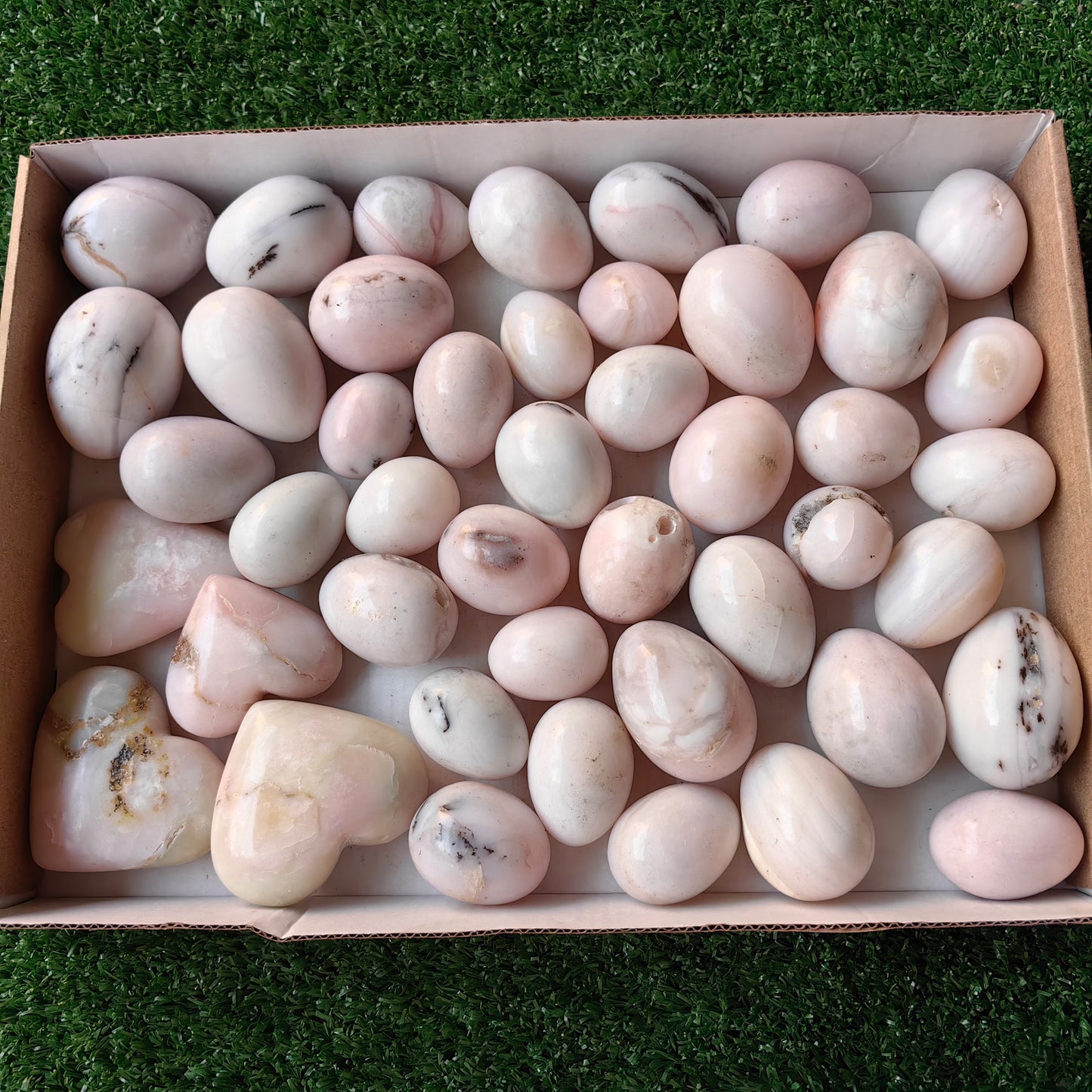45 pc pink opal eggs & hearts