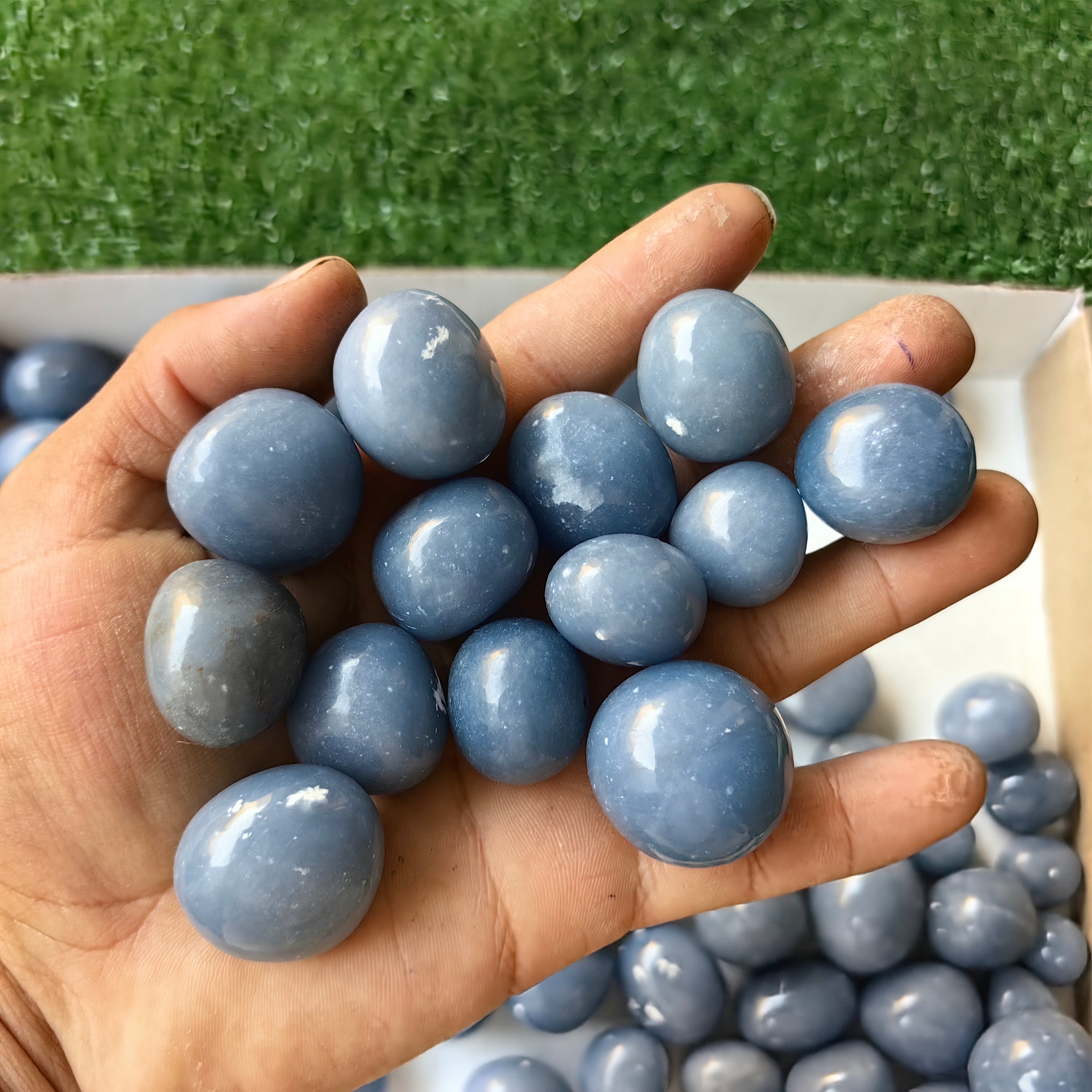 2 kg tumbled blue angelite