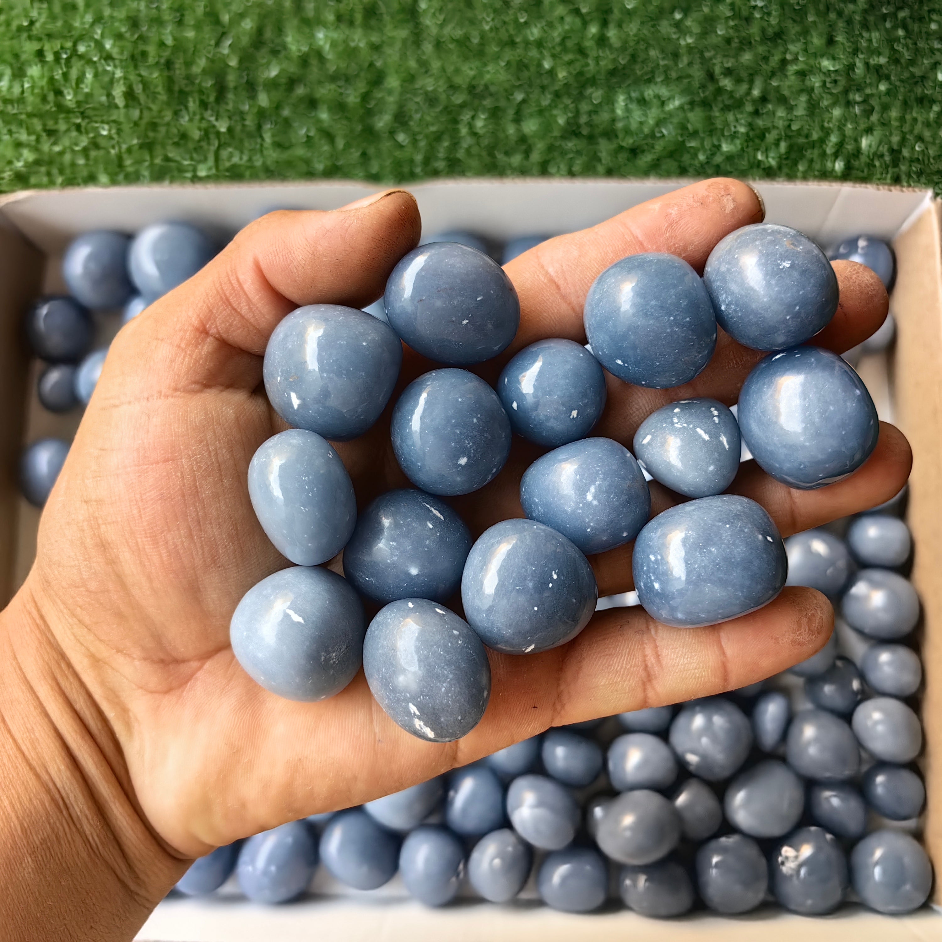 2 kg tumbled blue angelite