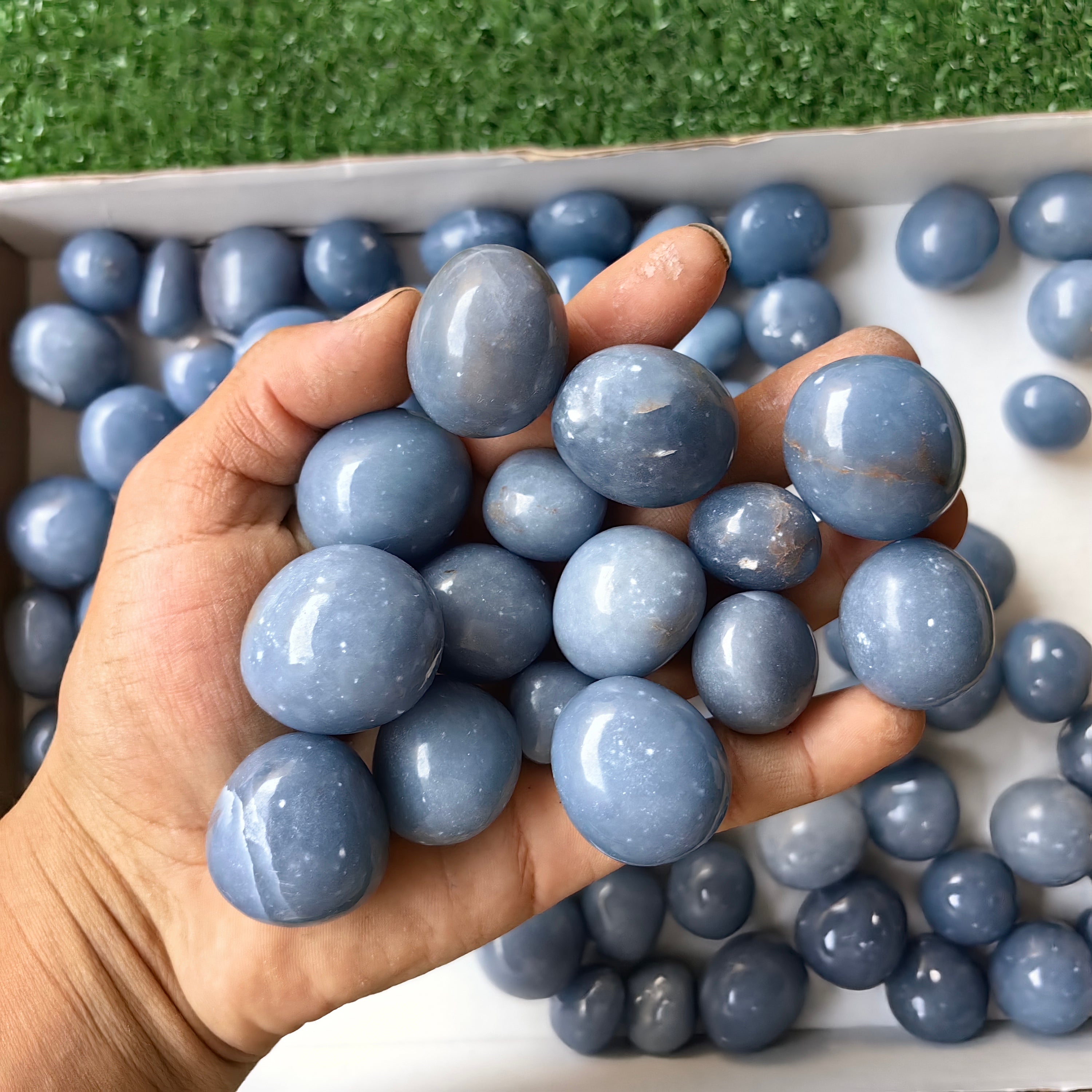 2 kg tumbled blue angelite