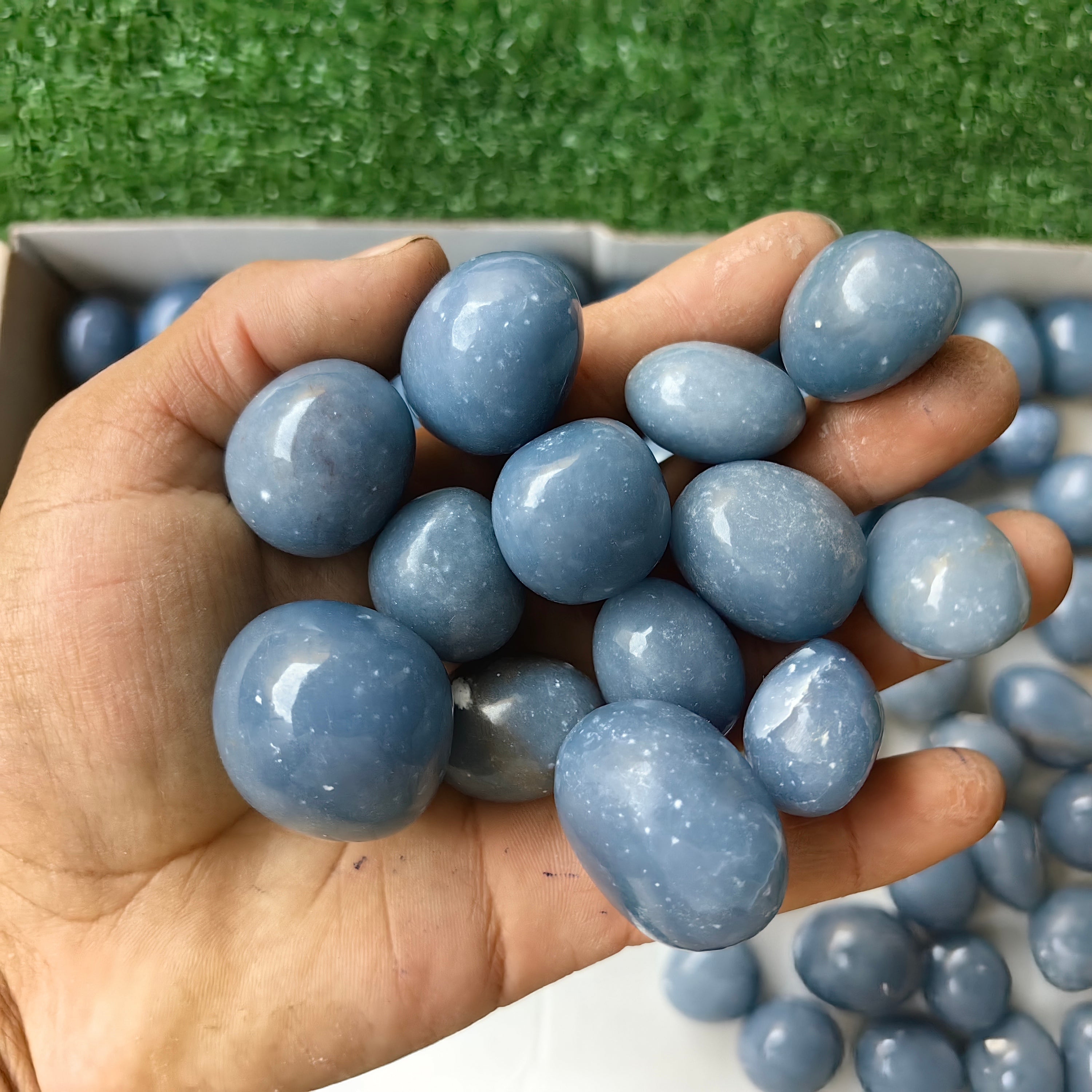 2 kg tumbled blue angelite
