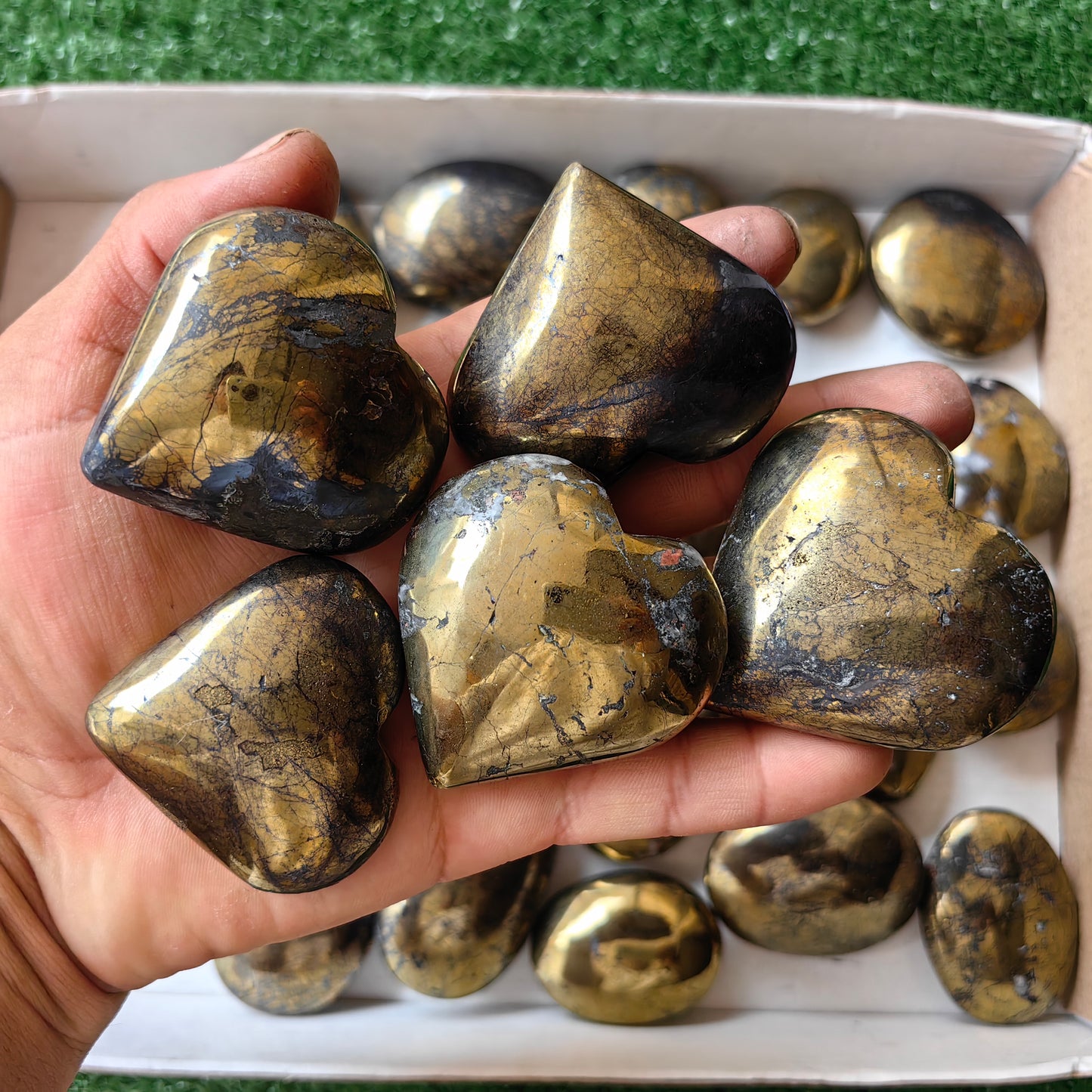 30 pc chalcopyrite with covellite hearts & palms