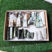 23 pc chrysocolla on quartz & nefrite