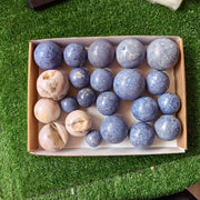 22 pc dumortorite & pink opal spheres