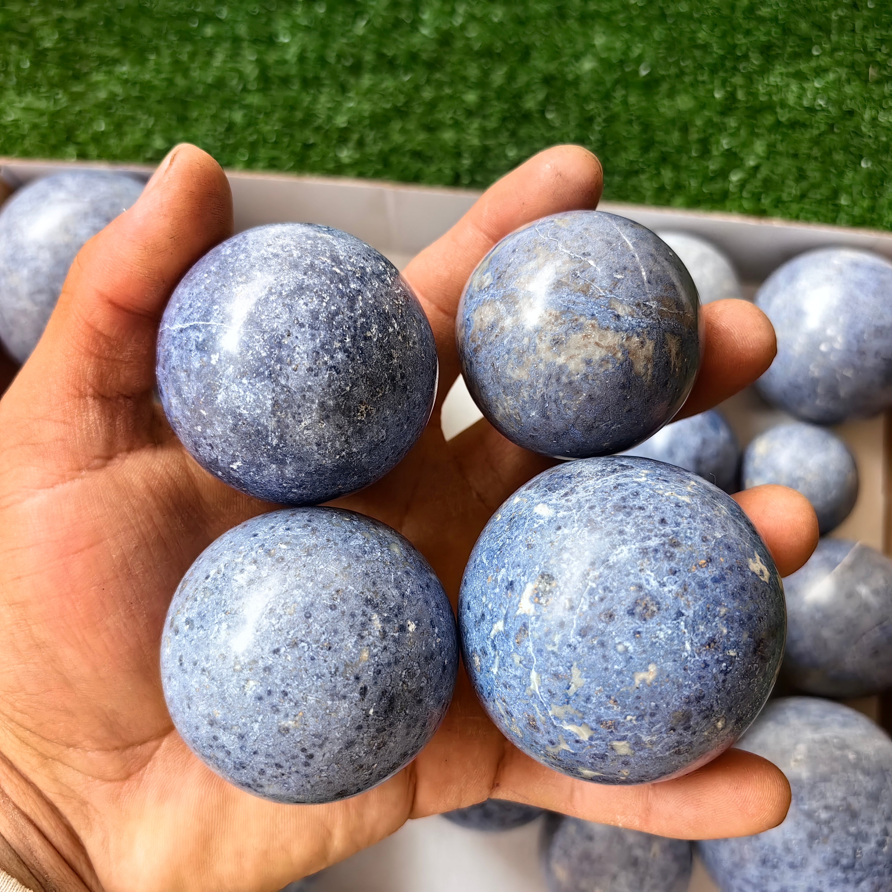 21 pc blue dumortorite spheres