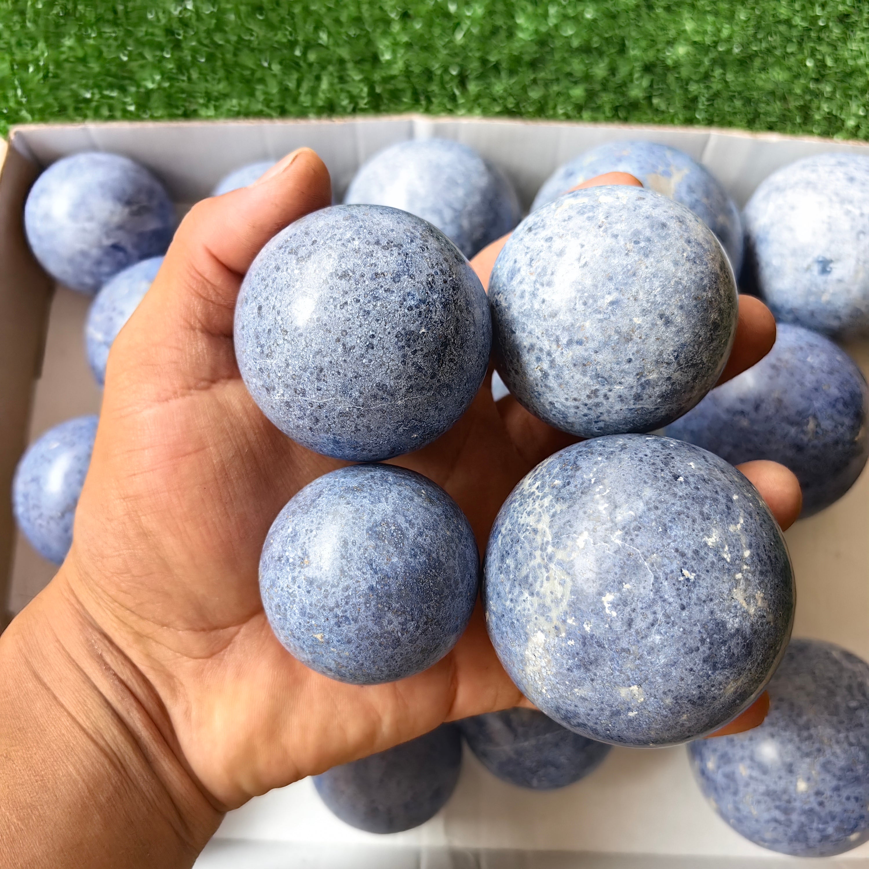 23 pc blue dumortorite spheres