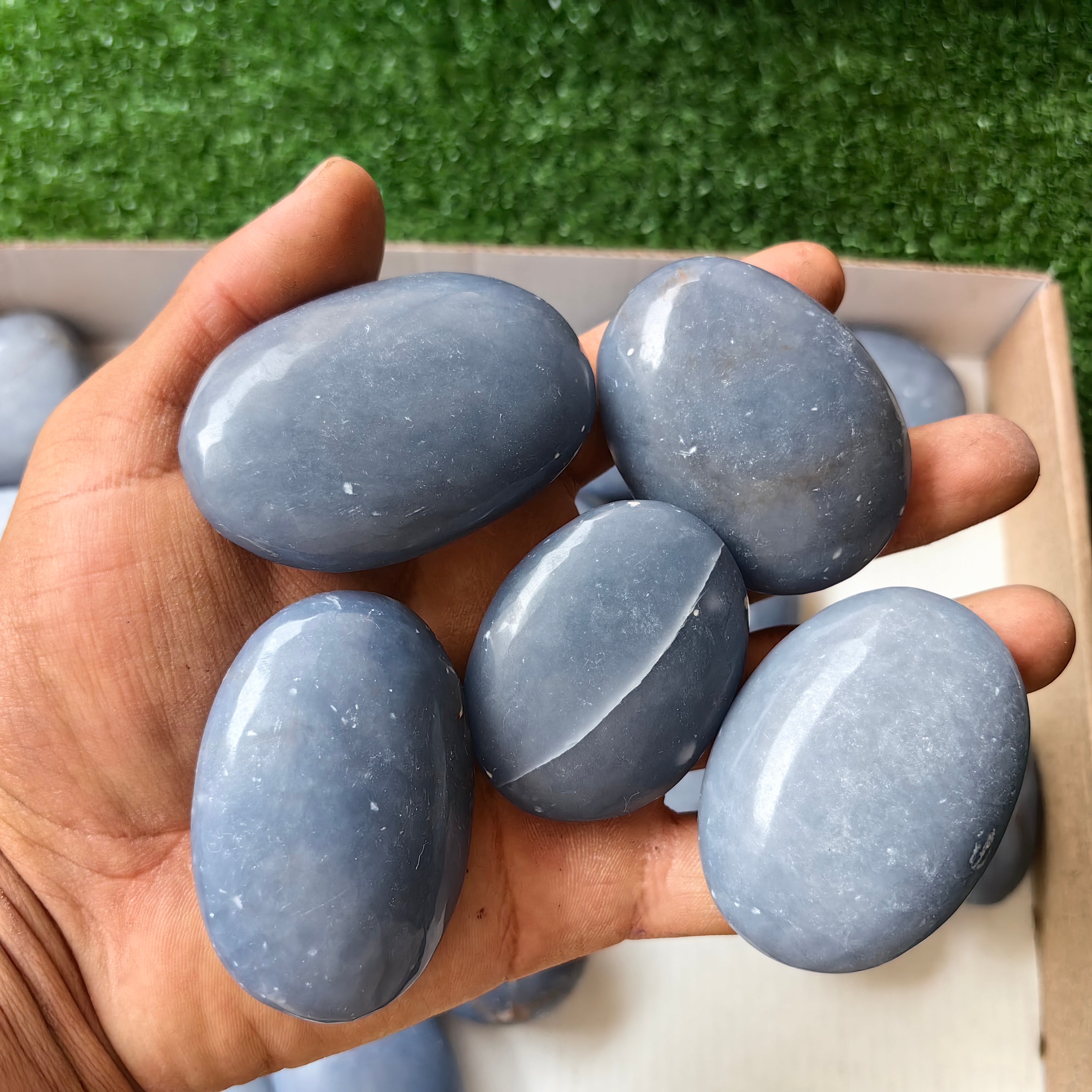 26 pc blue angelite palms & hearts